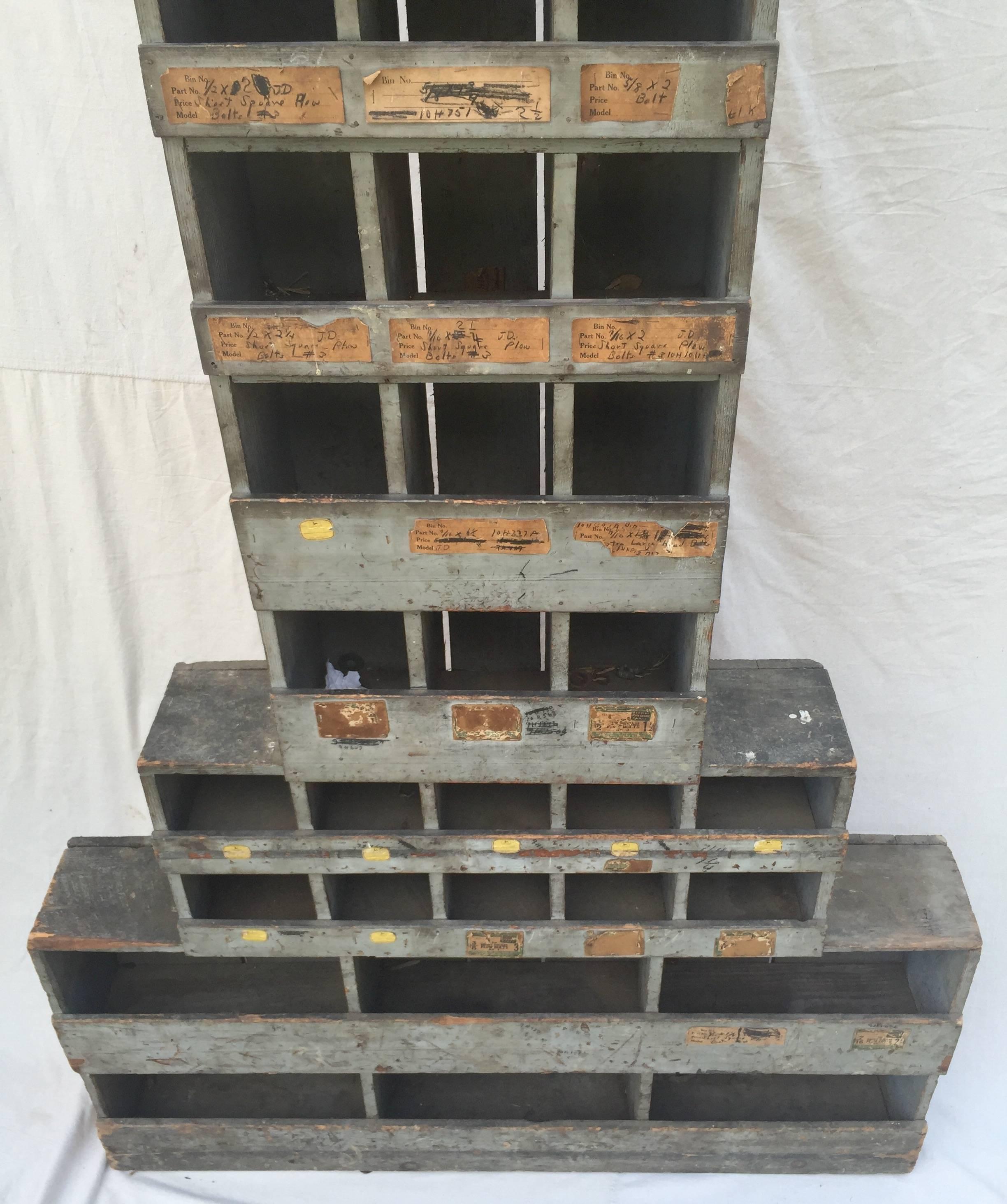 Mid-20th Century Folky Skyscraper Form Hardware Store Cupboard For Sale