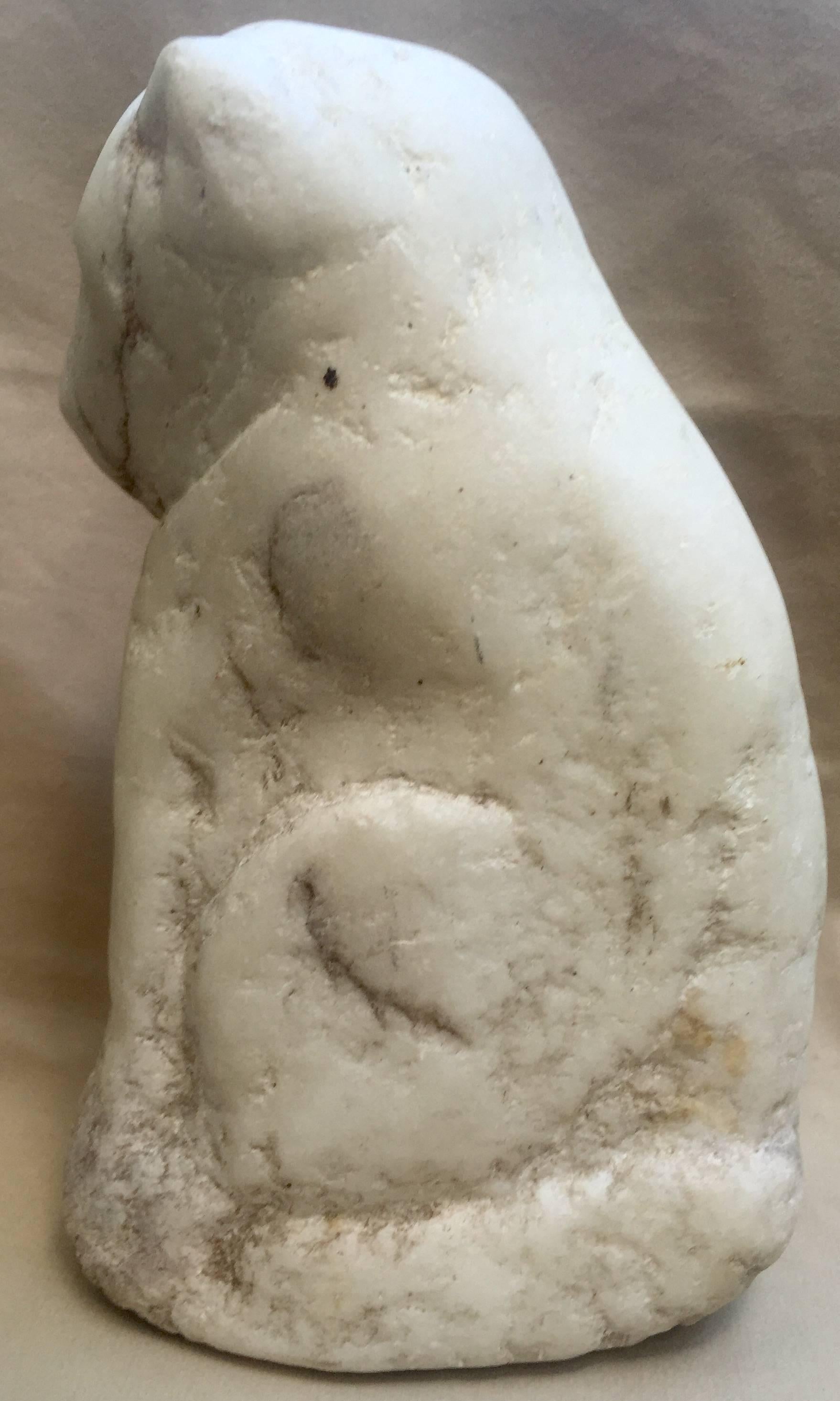 20th Century Marble Folk Art Sculpture of a Cat For Sale