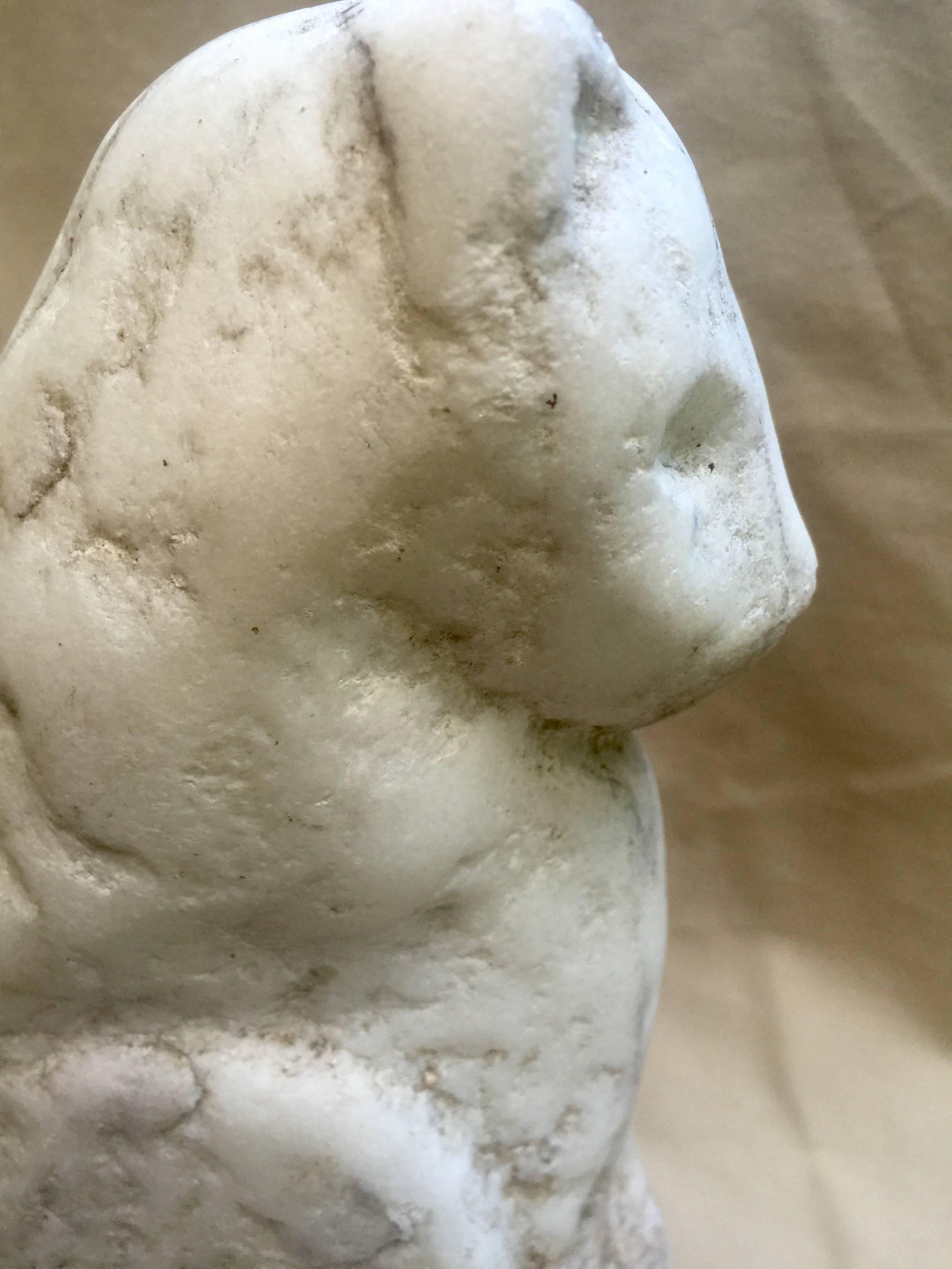 Marble Folk Art Sculpture of a Cat For Sale 3