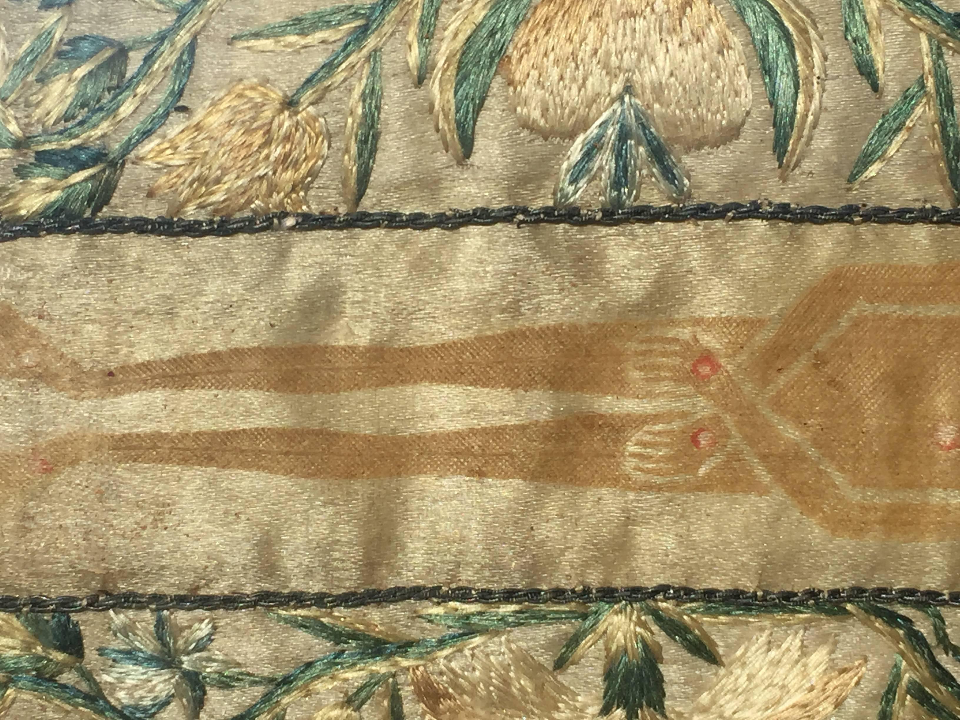 18th C French Shroud of Turin Embroidery In Excellent Condition For Sale In North Egremont, MA
