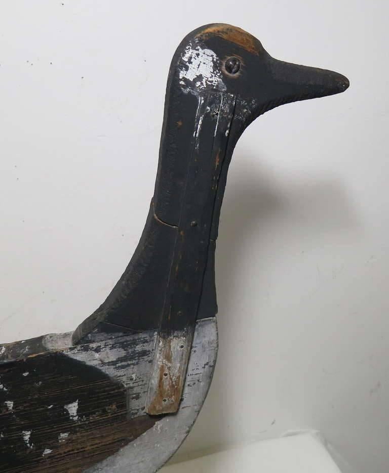 Canada goose profile decoy with Mackey collection stamp, from the William J Mackey, Jr. collection of American bird decoys, dimensions given do not include the height of the newly made museum mount.