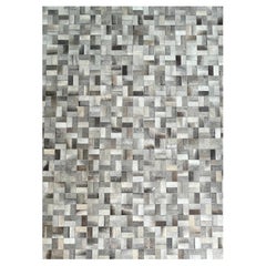 Handmade Luxury Gray Mosaic Rug. Hair-on-hide Patchwork - 6 x 8 Ft