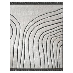 Handmade Luruxy Art Design Area Rug, 8 x 10 Ft, White & Black Color