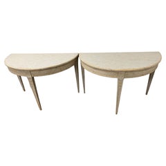 Pair of 19th Century Swedish Gustavian Style Demilune Tables