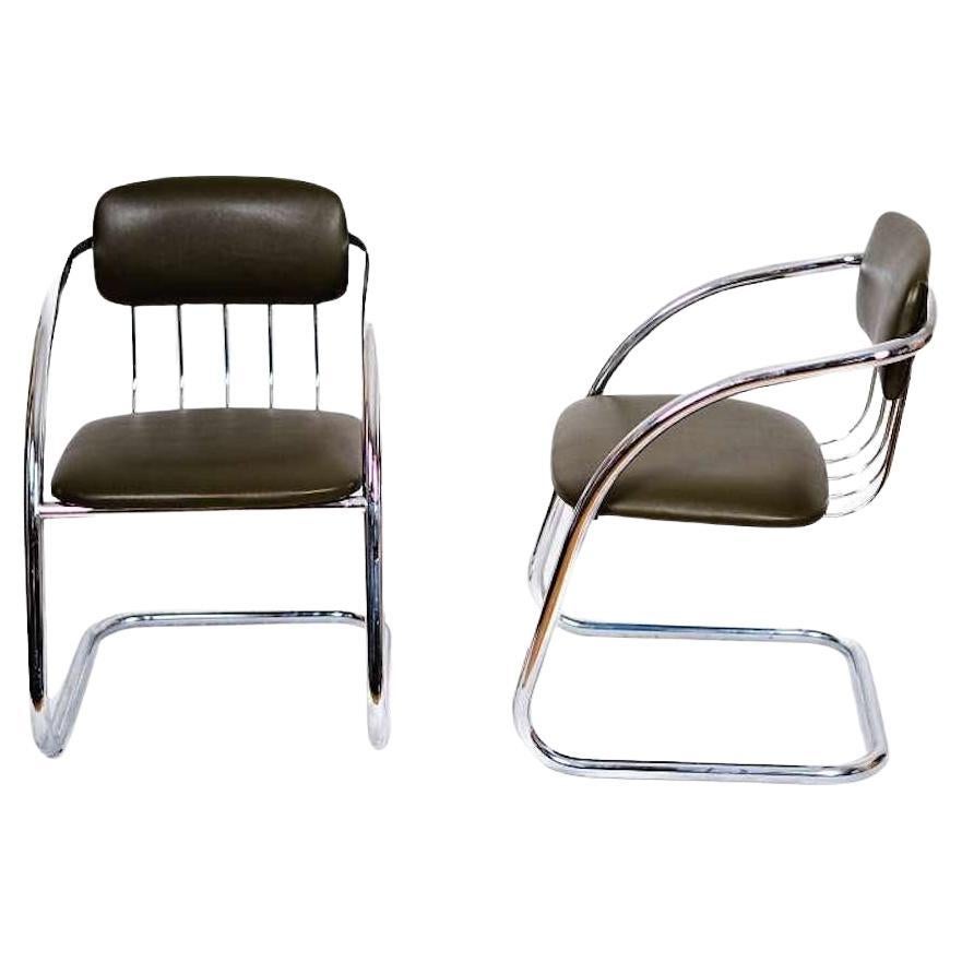 Midcentury Steelpipe-Armchairs (1970)  For Sale