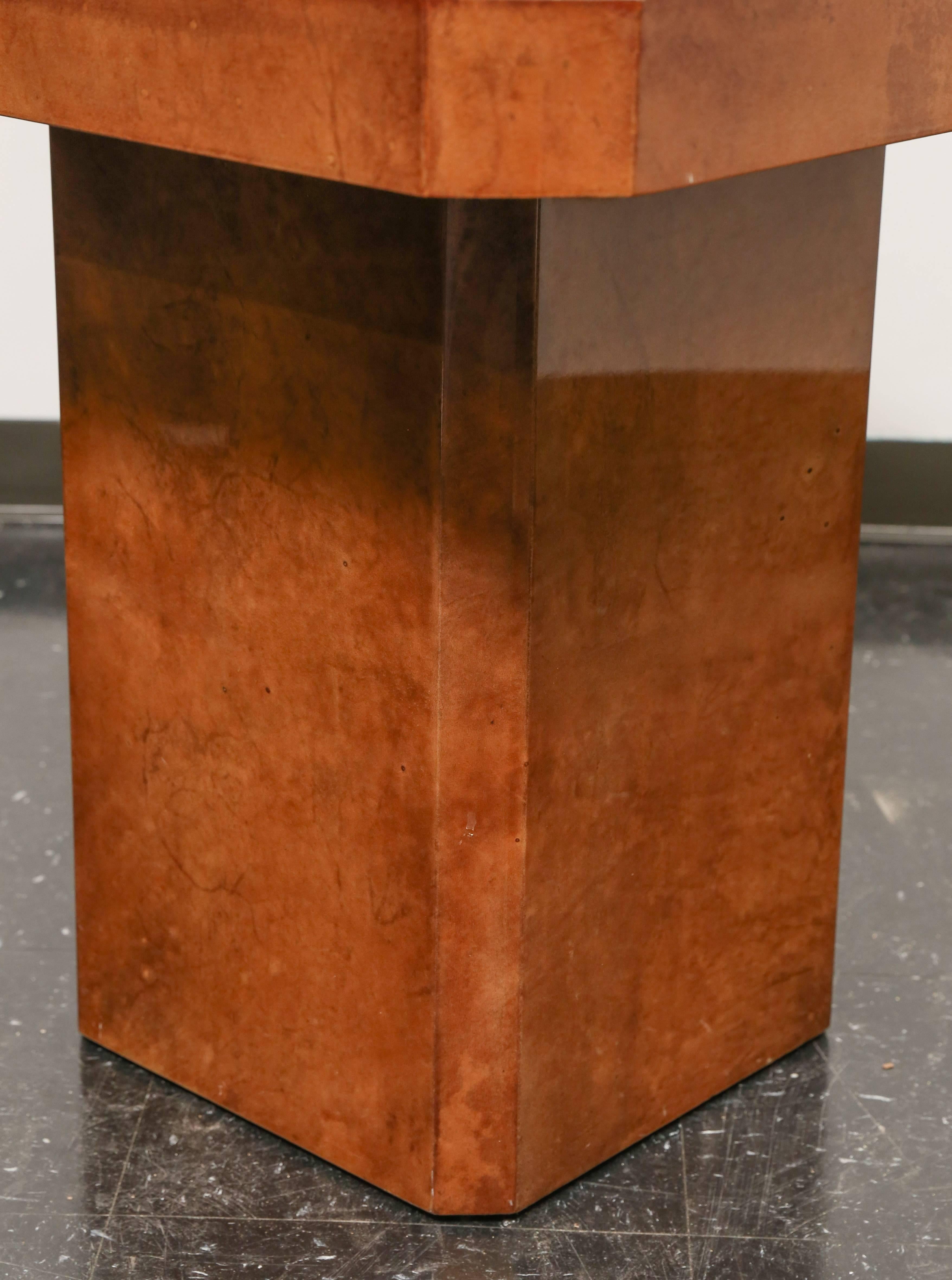 Mid-Century Lacquered Goat Skin Side Table in the Manner of Karl Springer In Excellent Condition In Houston, TX