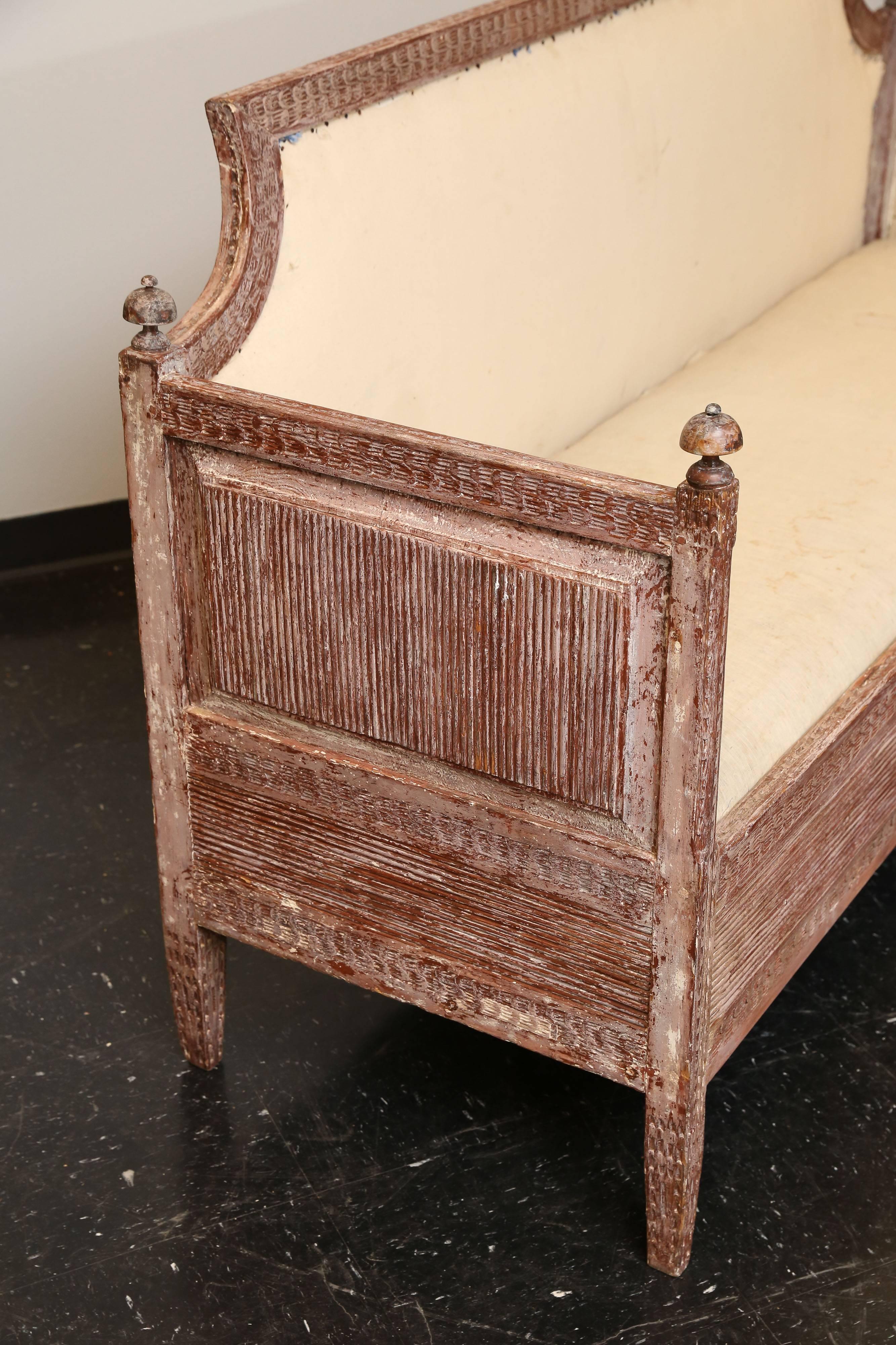 Gustavianische Sofabank aus dem 19. Jahrhundert (Holz)