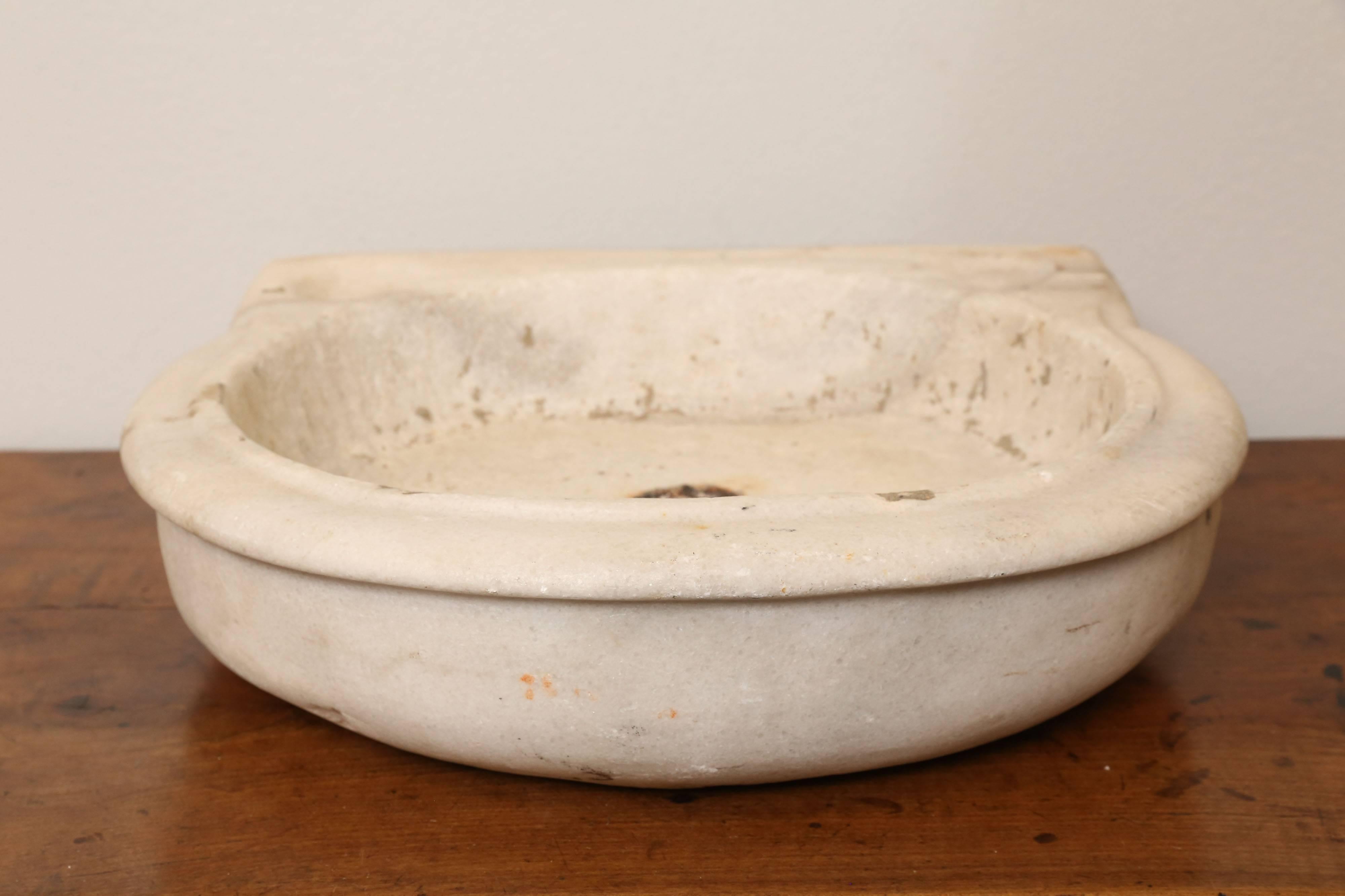 19th century marble sink. Bowl size 13.25' x 10