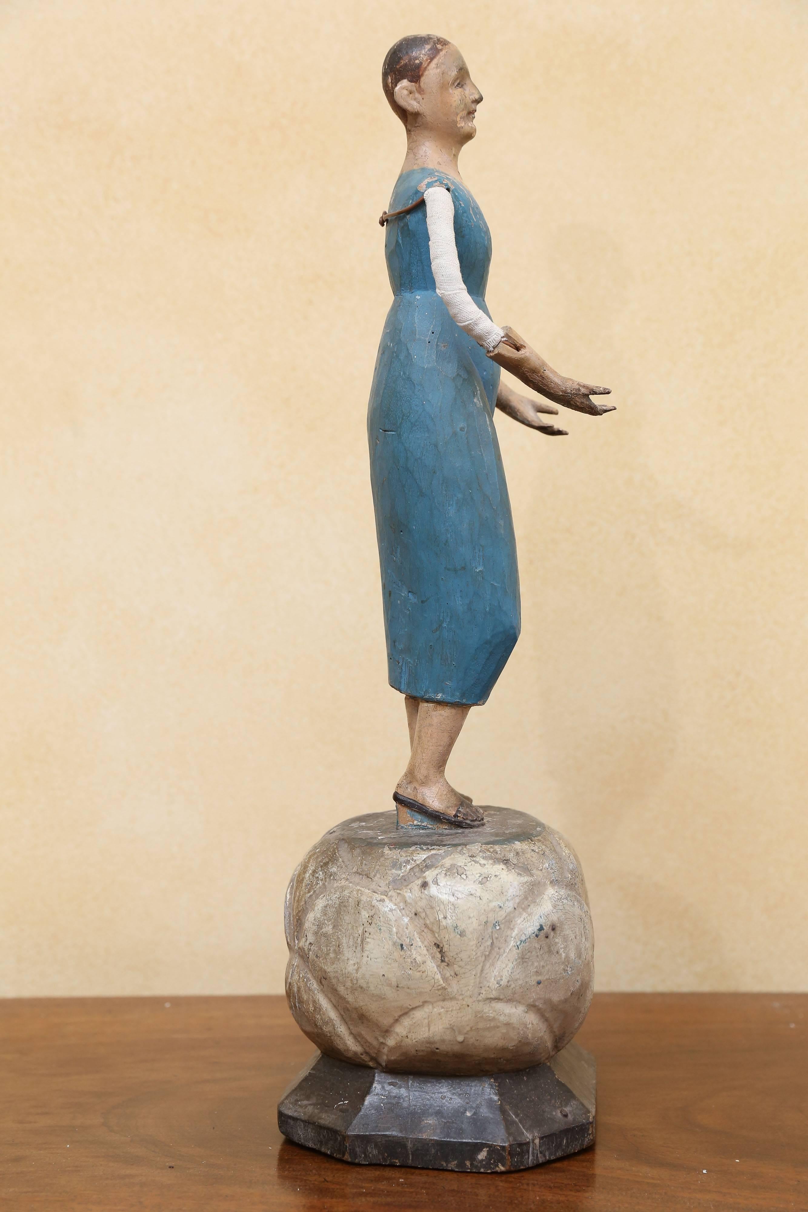 Bois Figure religieuse du 19e siècle en vente