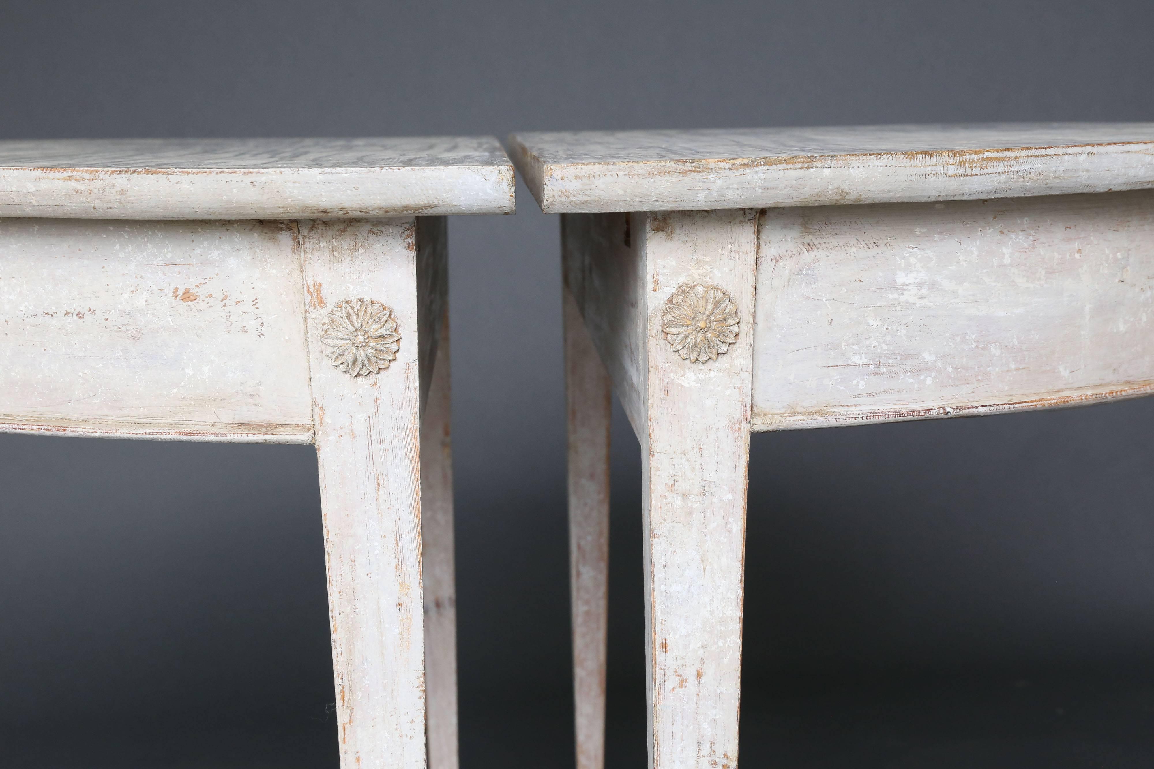 Pine Pair of 19th Century Demilune Swedish Tables