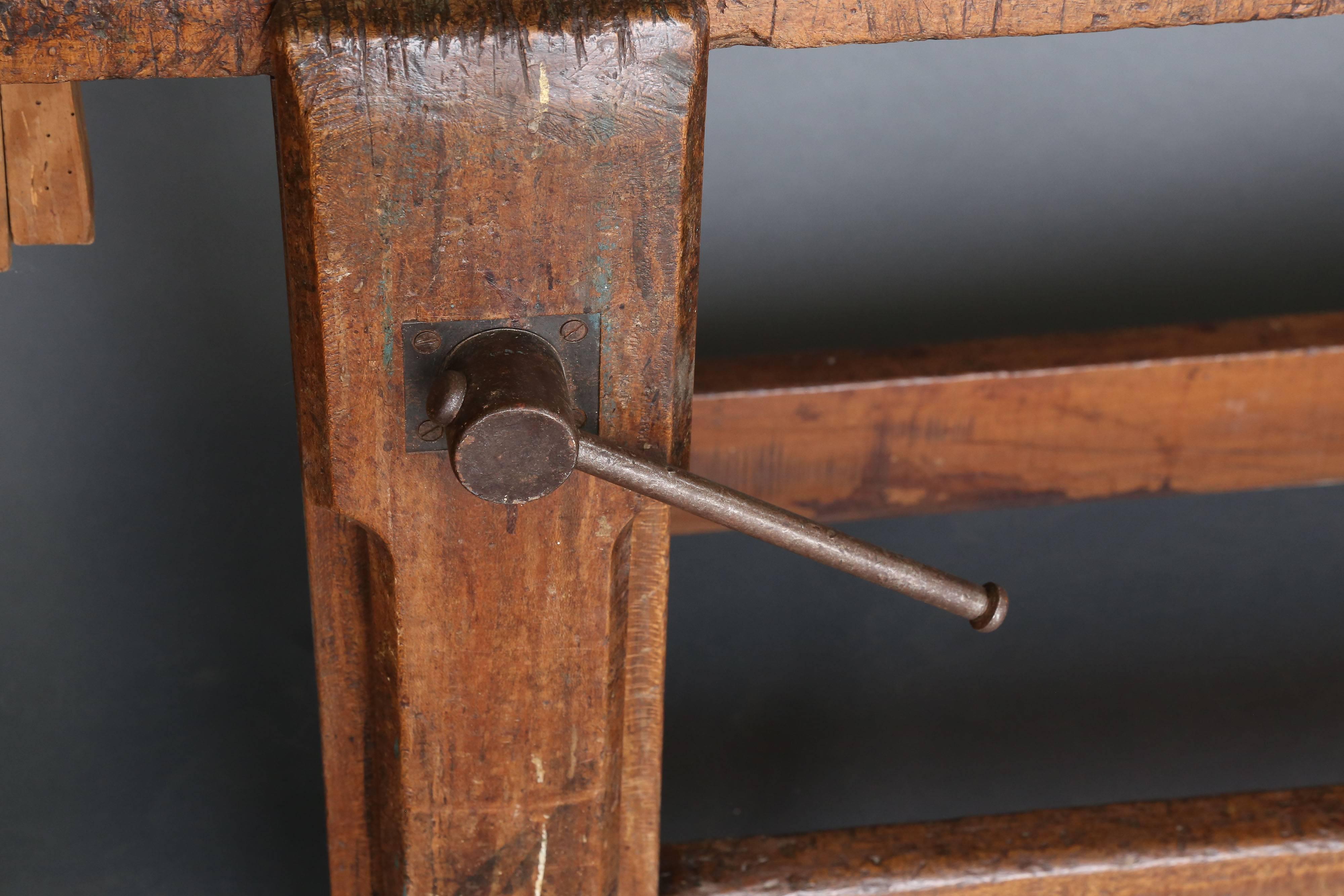 French Long Narrow 19th Century Carpenter's Workbench