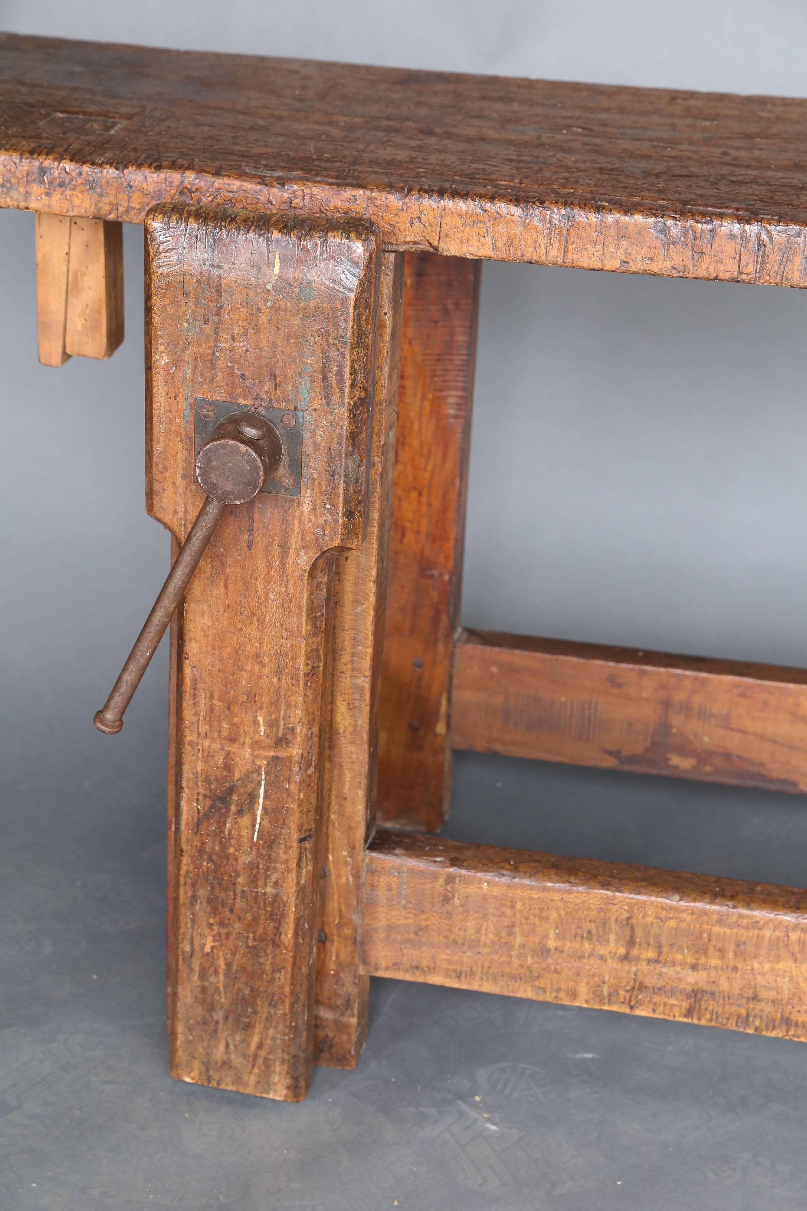 Beech Long Narrow 19th Century Carpenter's Workbench
