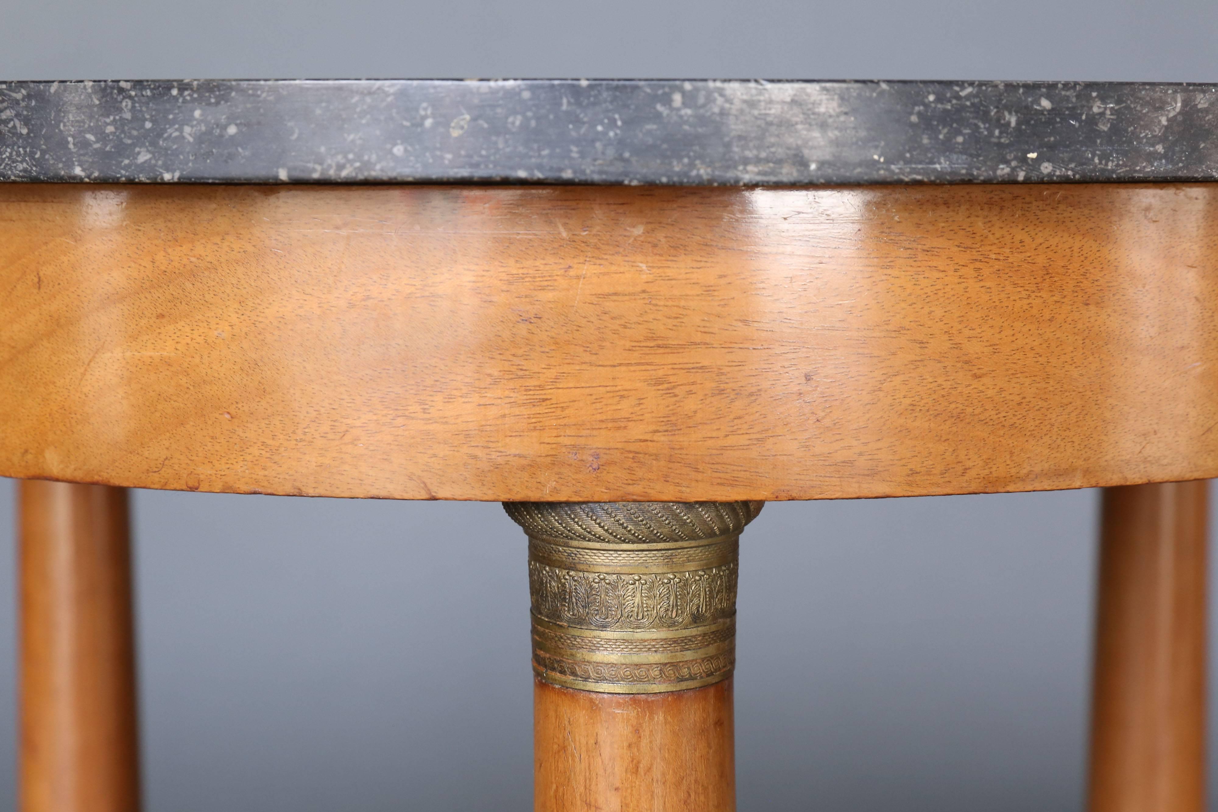 19th Century Empire Style Marble Table on Walnut Base 1