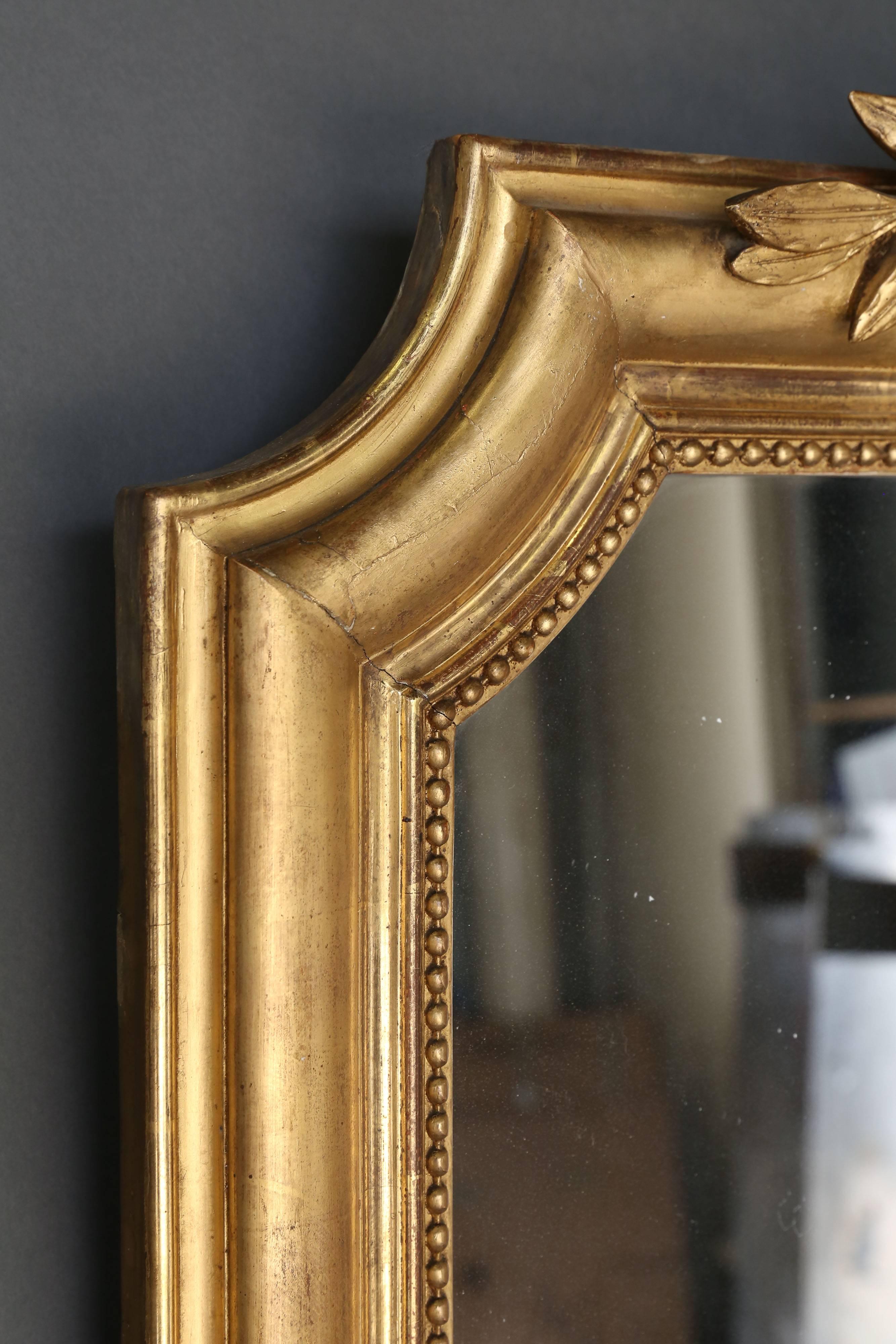 French Large 19th Century Directoire Gilt Mirror with Crest