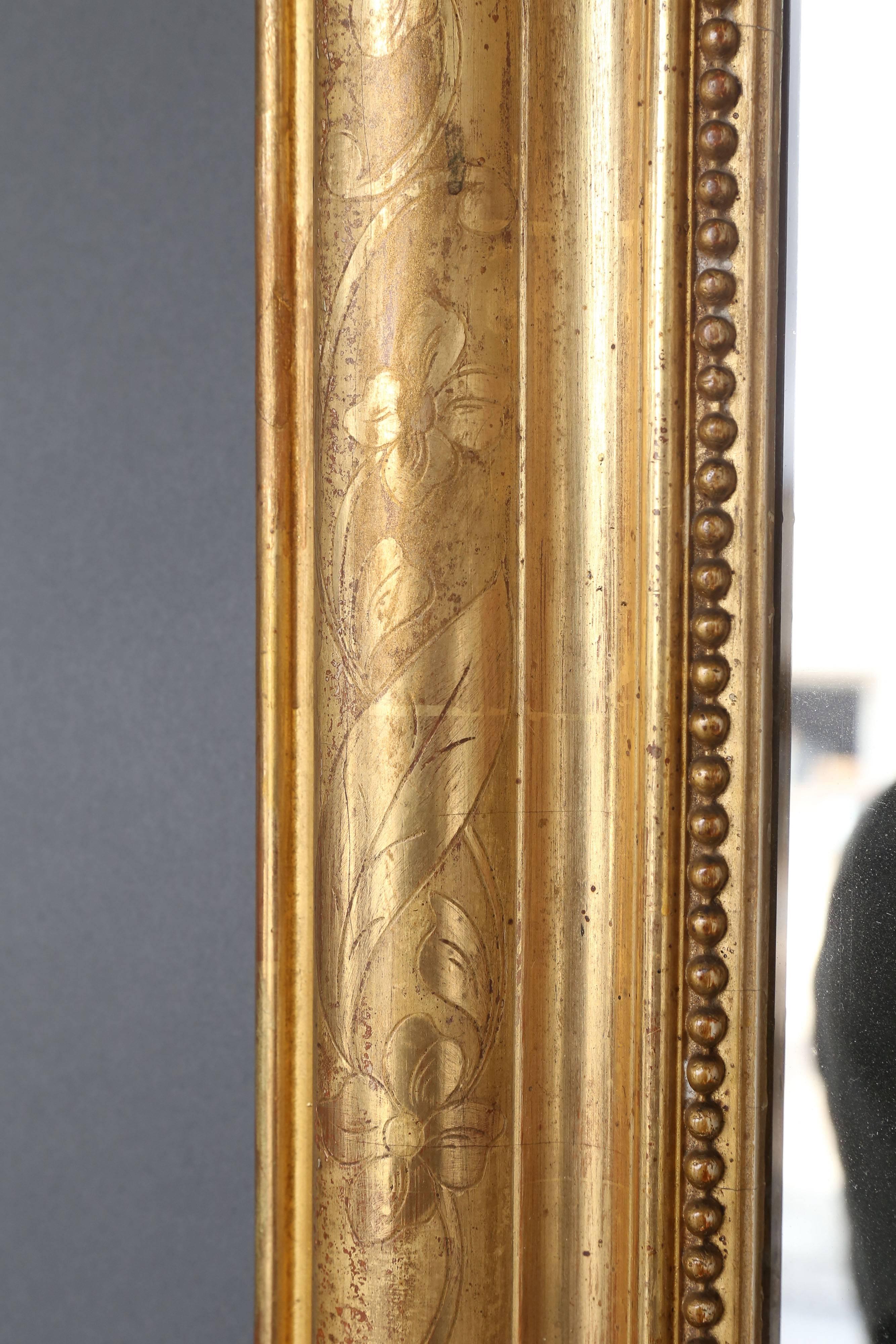 Mercury Glass 19th Century Louis Philippe Gilt Mirror For Sale