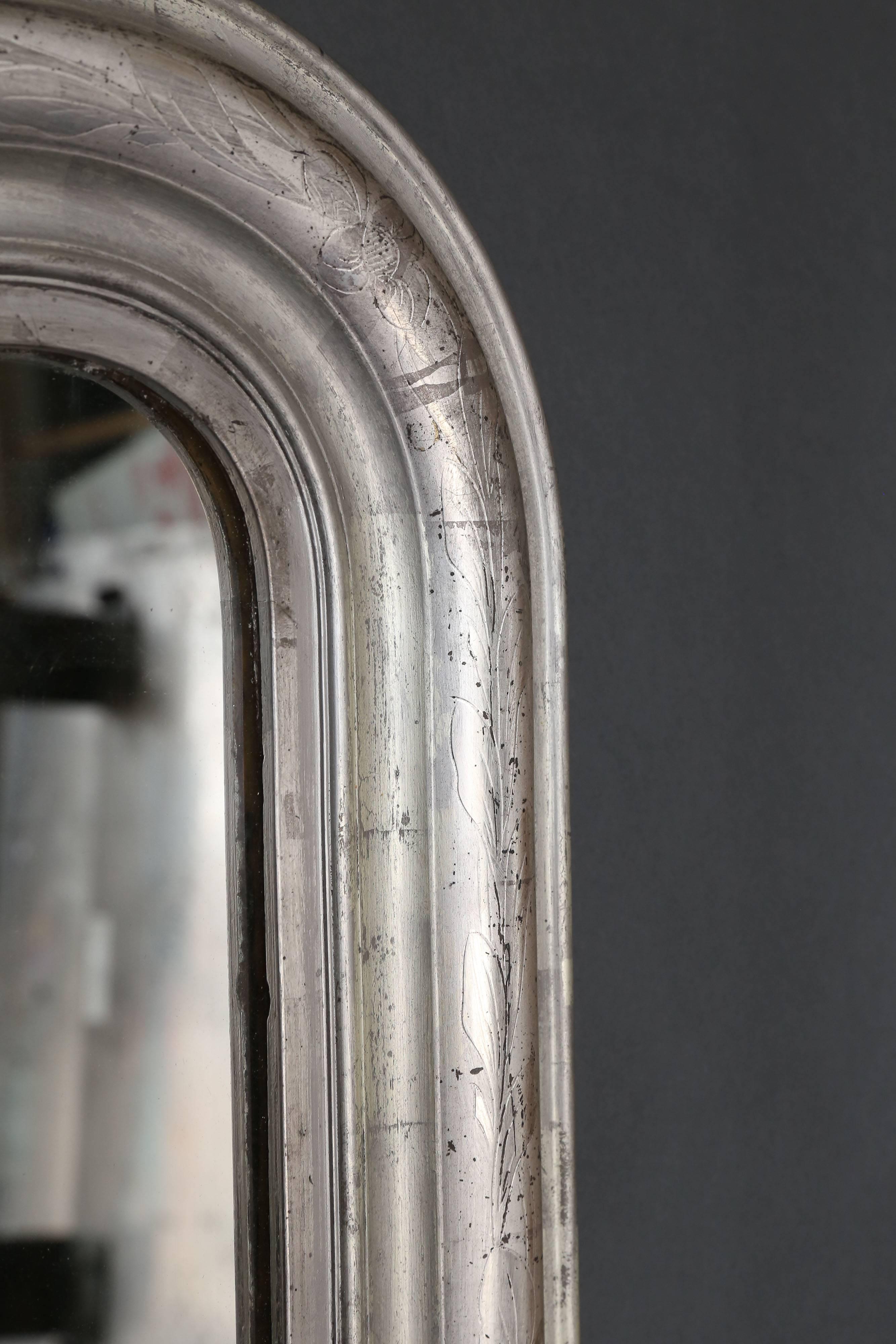 French 19th Century Silver Leaf Louis Philippe Mirror
