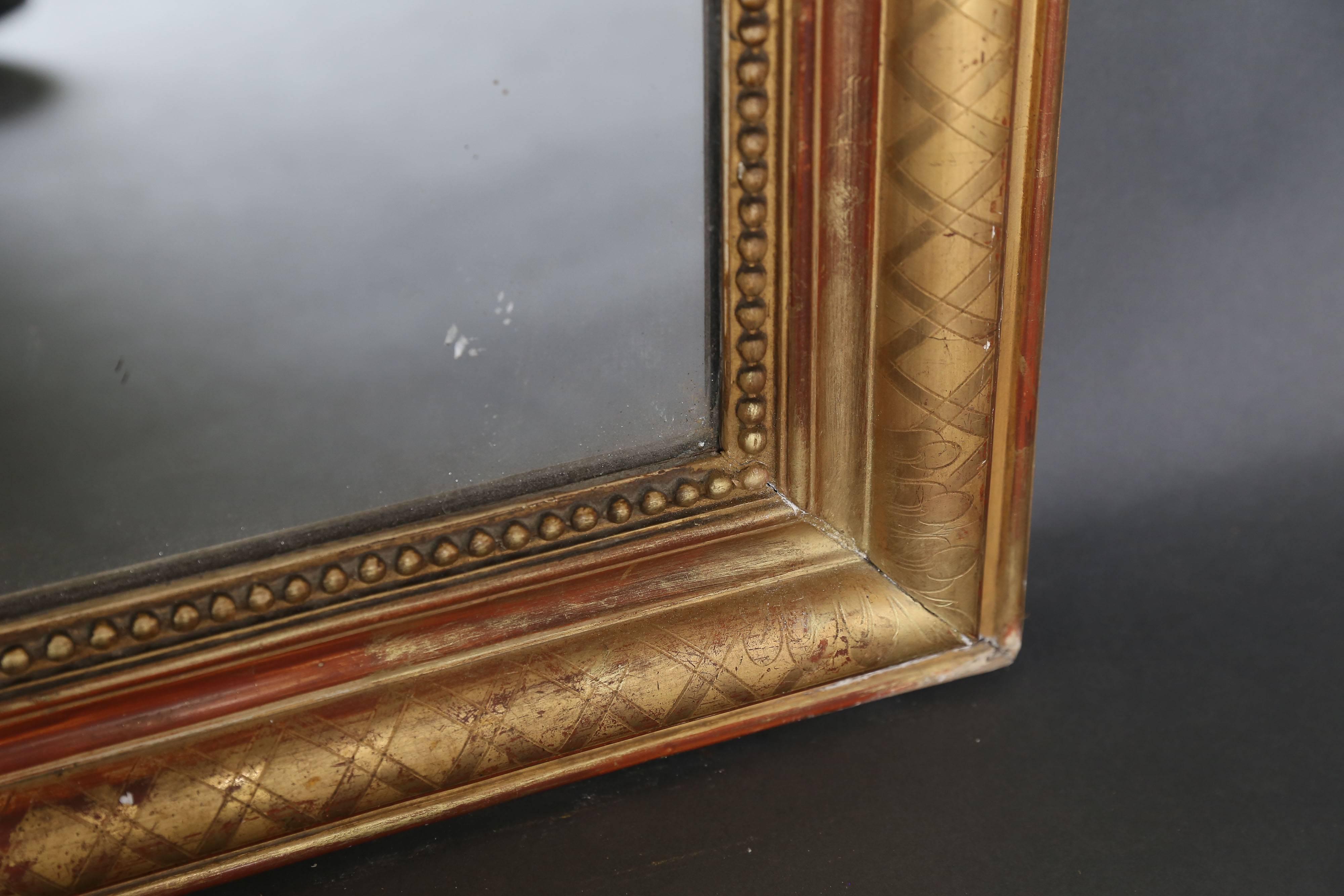 Mercury Glass 19th Century Louis Philippe Gilt Mirror