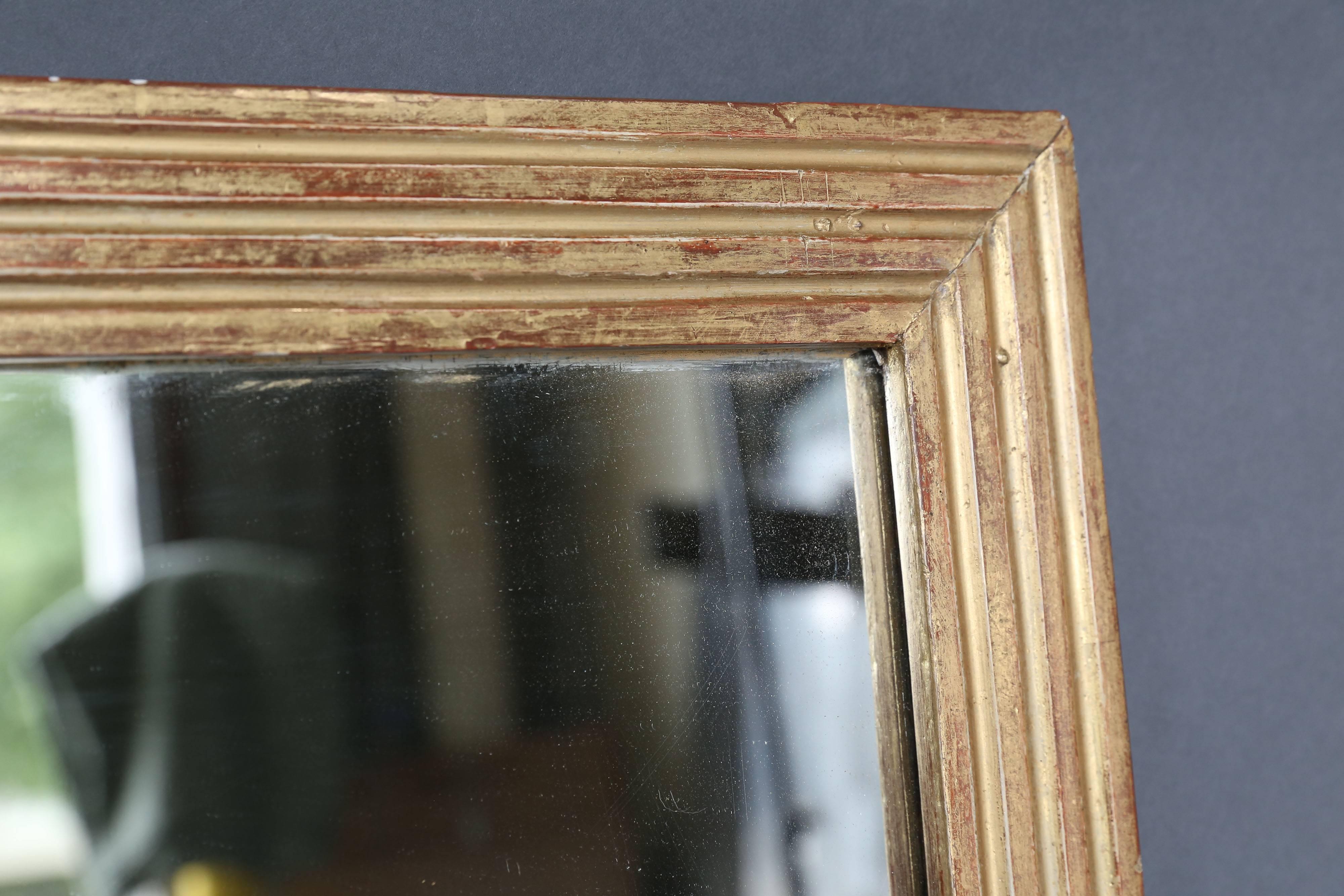 19th Century Directoire Reeded Gilt Mirror In Excellent Condition In Houston, TX