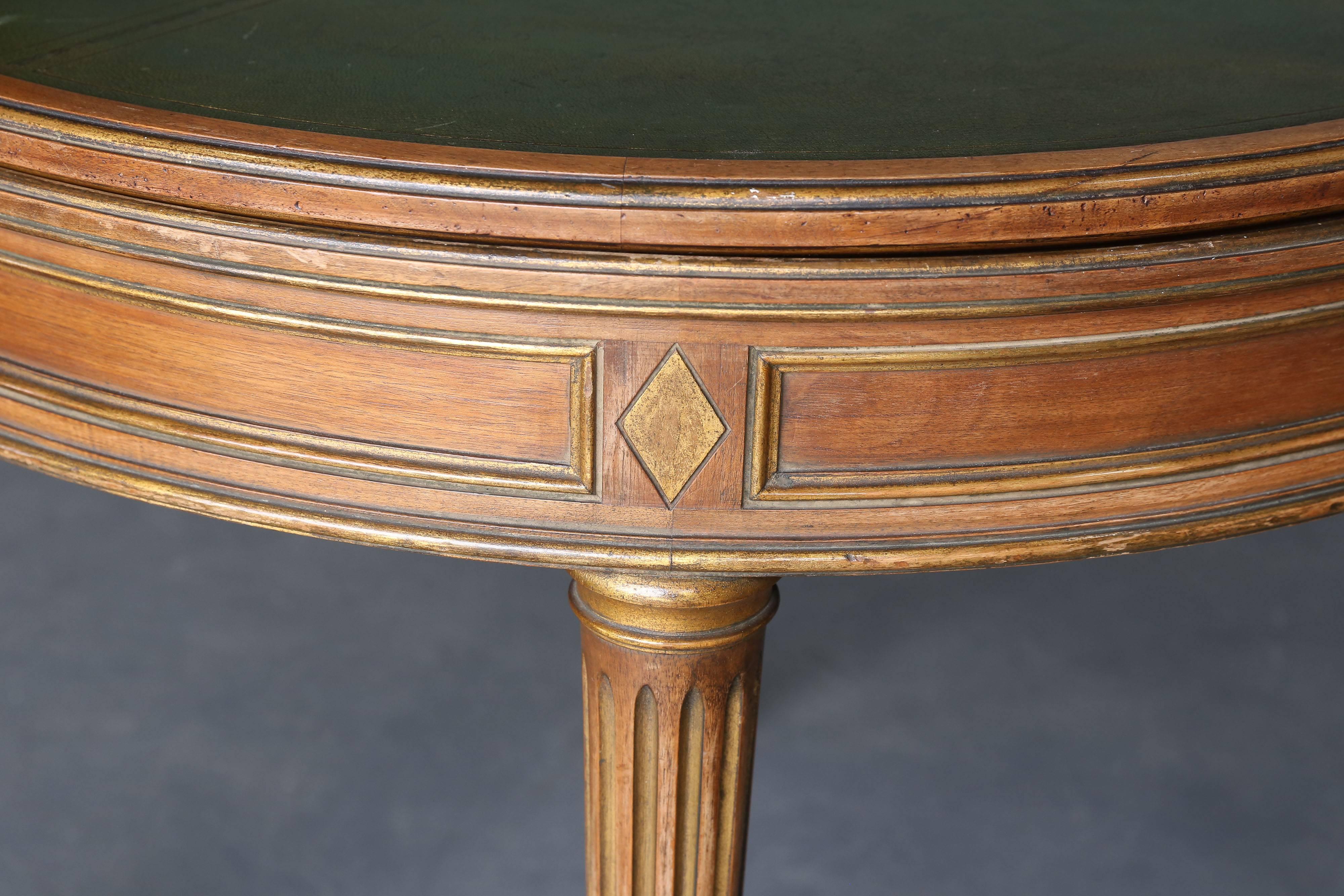 Leather 19th Century Flip top Card Table or  Center Table