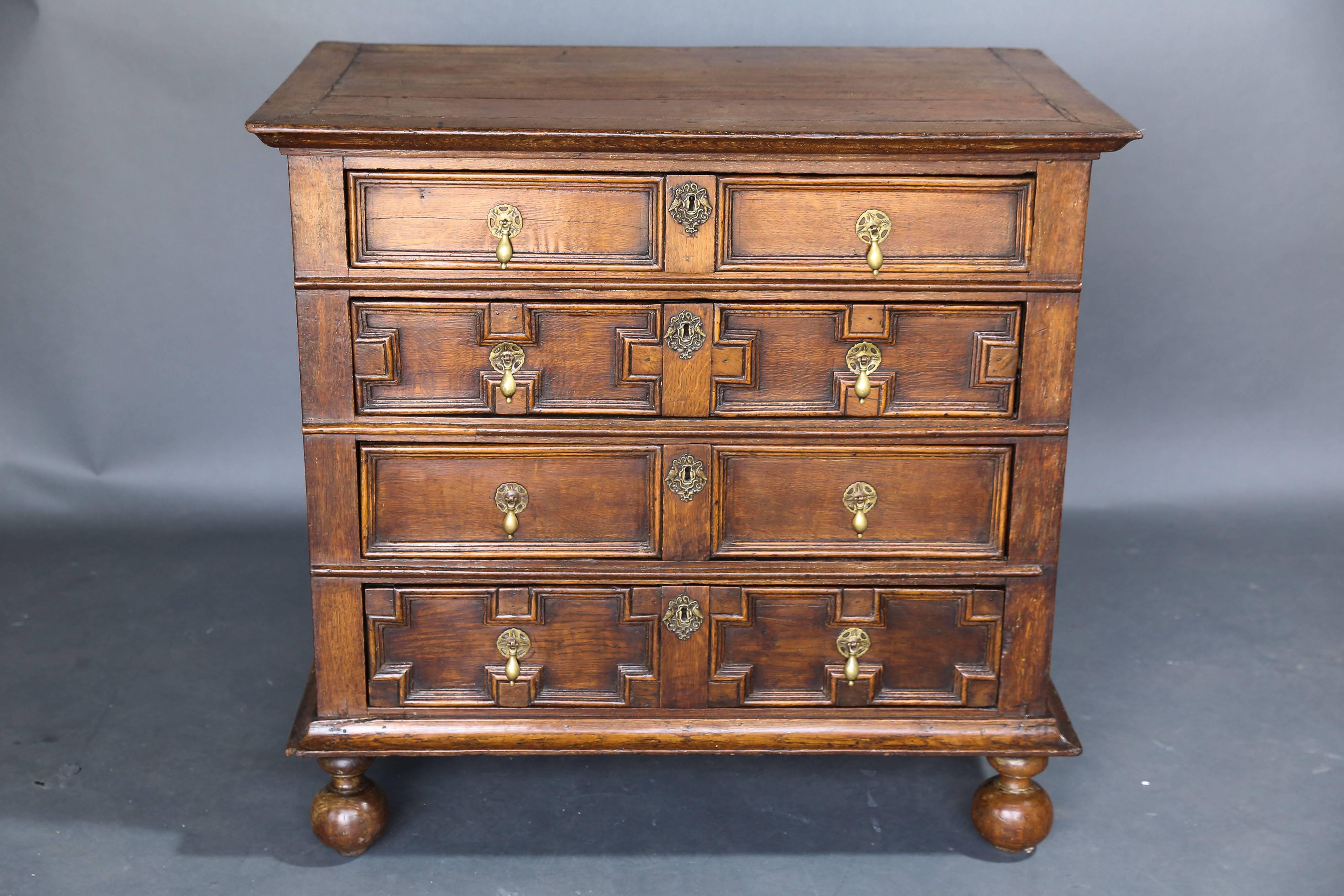 18th Century and Earlier 17th Century Walnut Jacobean Chest of Drawers