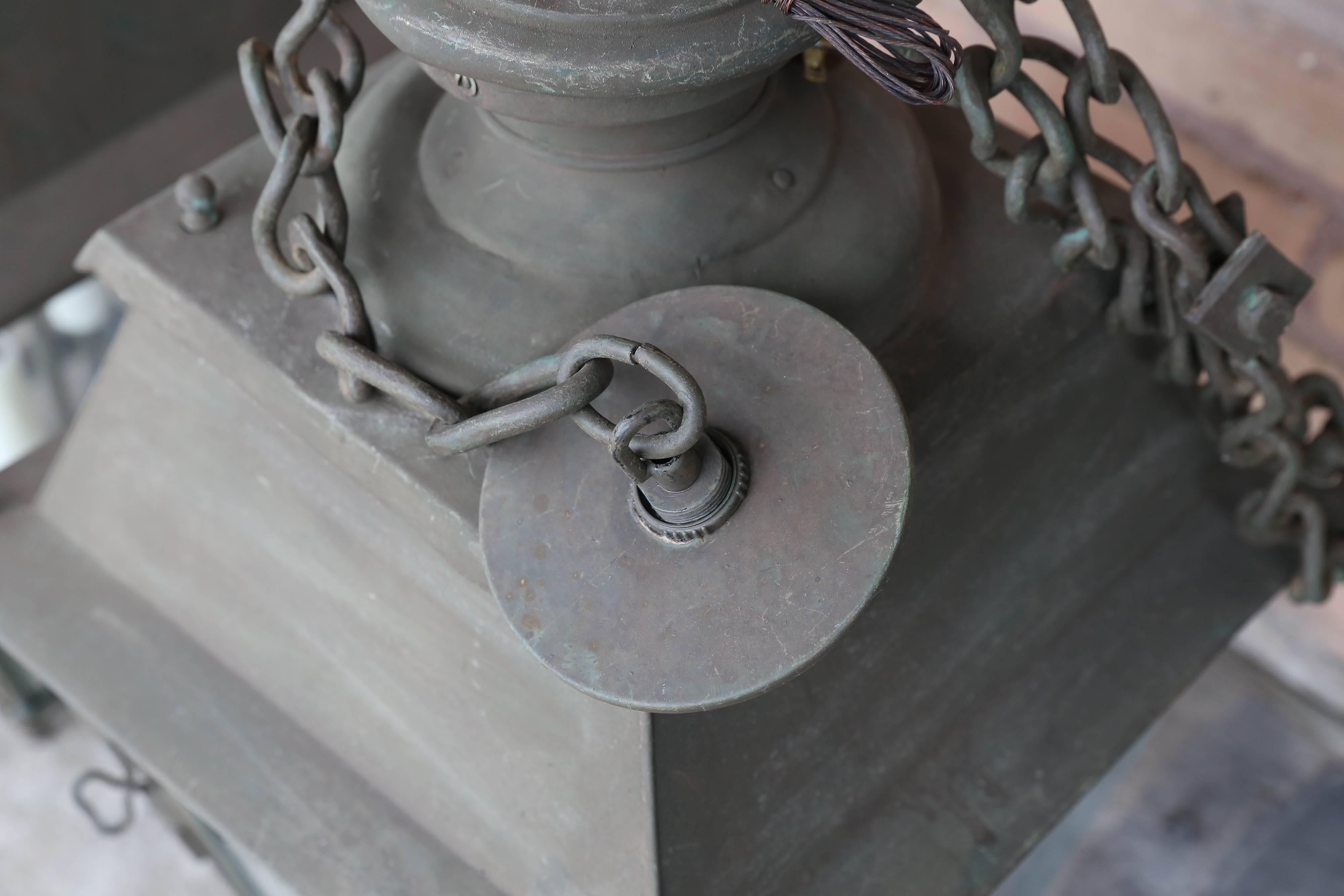 Antique 19th Century Zinc French Lantern In Excellent Condition In Houston, TX