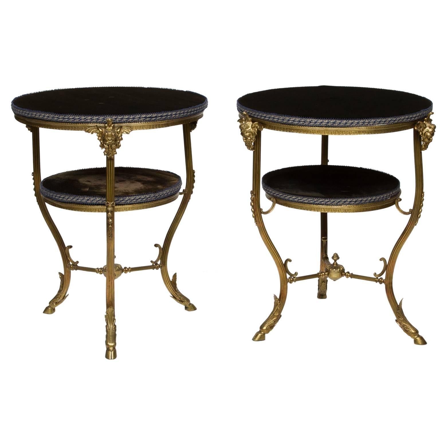 Pair of Italian Ormolu and Brass Two-Tiered Side Tables
