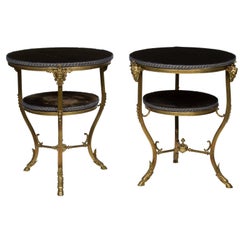 Pair of Italian Ormolu and Brass Two-Tiered Side Tables