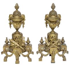 19th Century Pair of Louis XVI Chenets