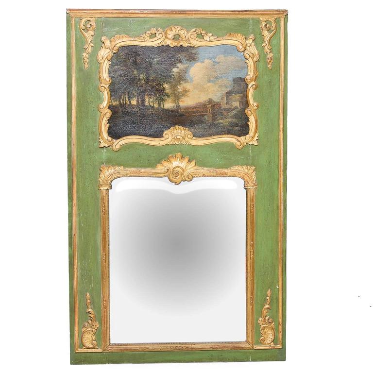 19th Century French Painted Trumeau Mirror For Sale at 1stDibs