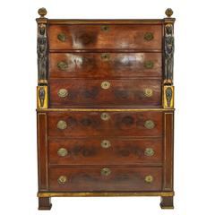 19th Century Continental Mahogany Chest on Chest