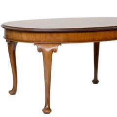 Queen Anne Walnut Oval Dining Table