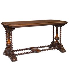 19th Century English Walnut Library Table