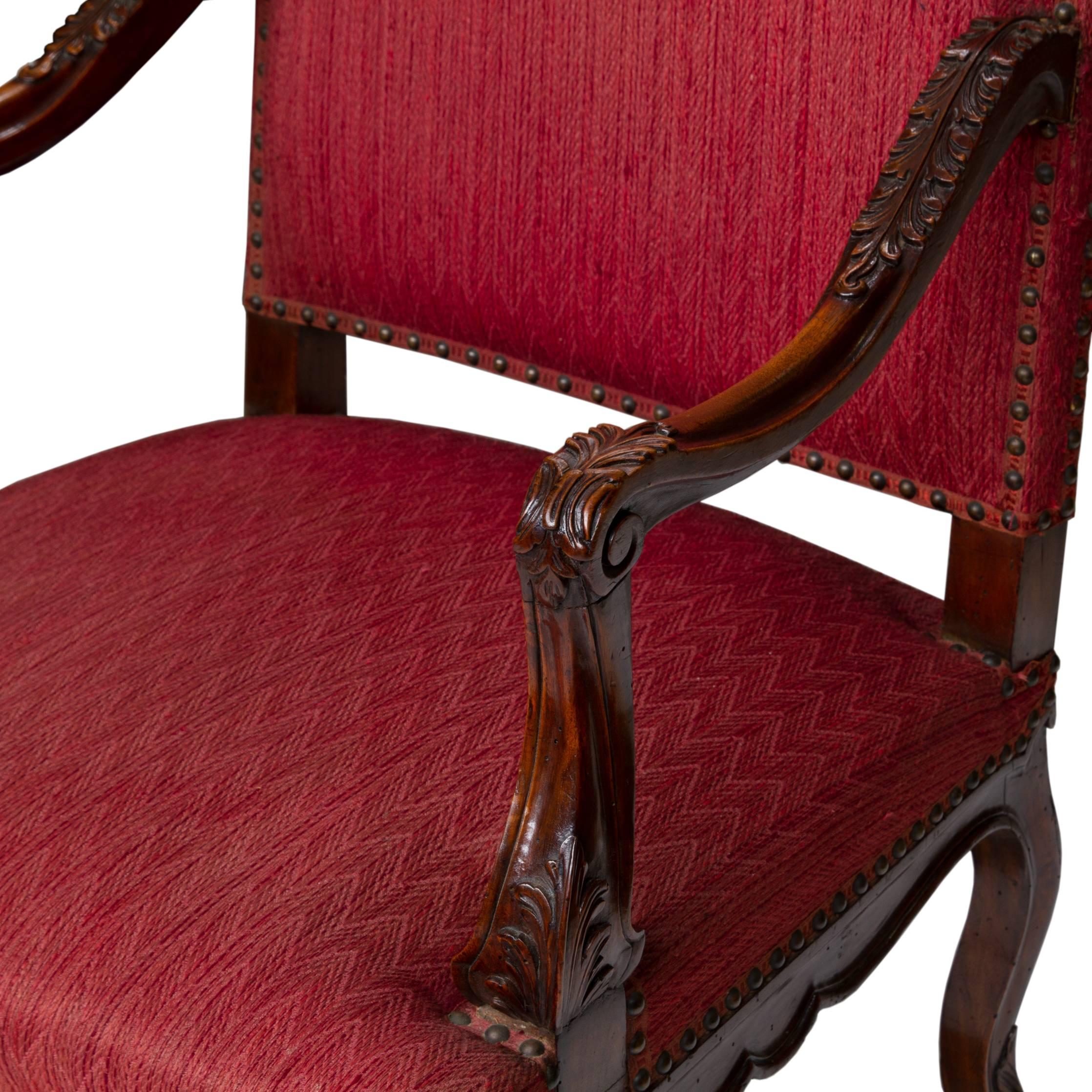 Late 19th Century 19th Century Pair of Louis XV Walnut Fauteuil's