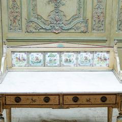 19th Century English Painted Marble-Top Side Table