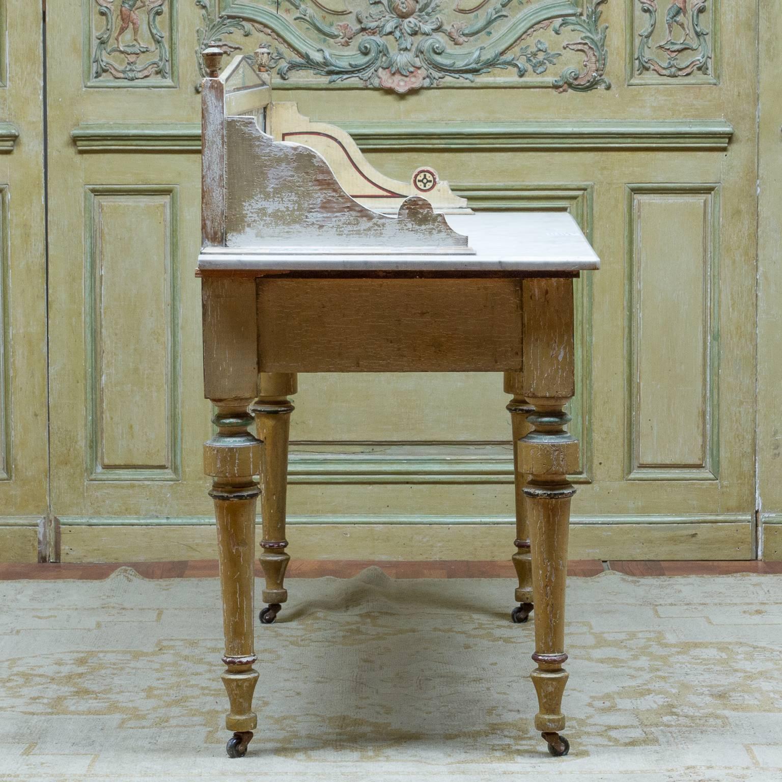 19th Century English Painted Marble-Top Side Table 2