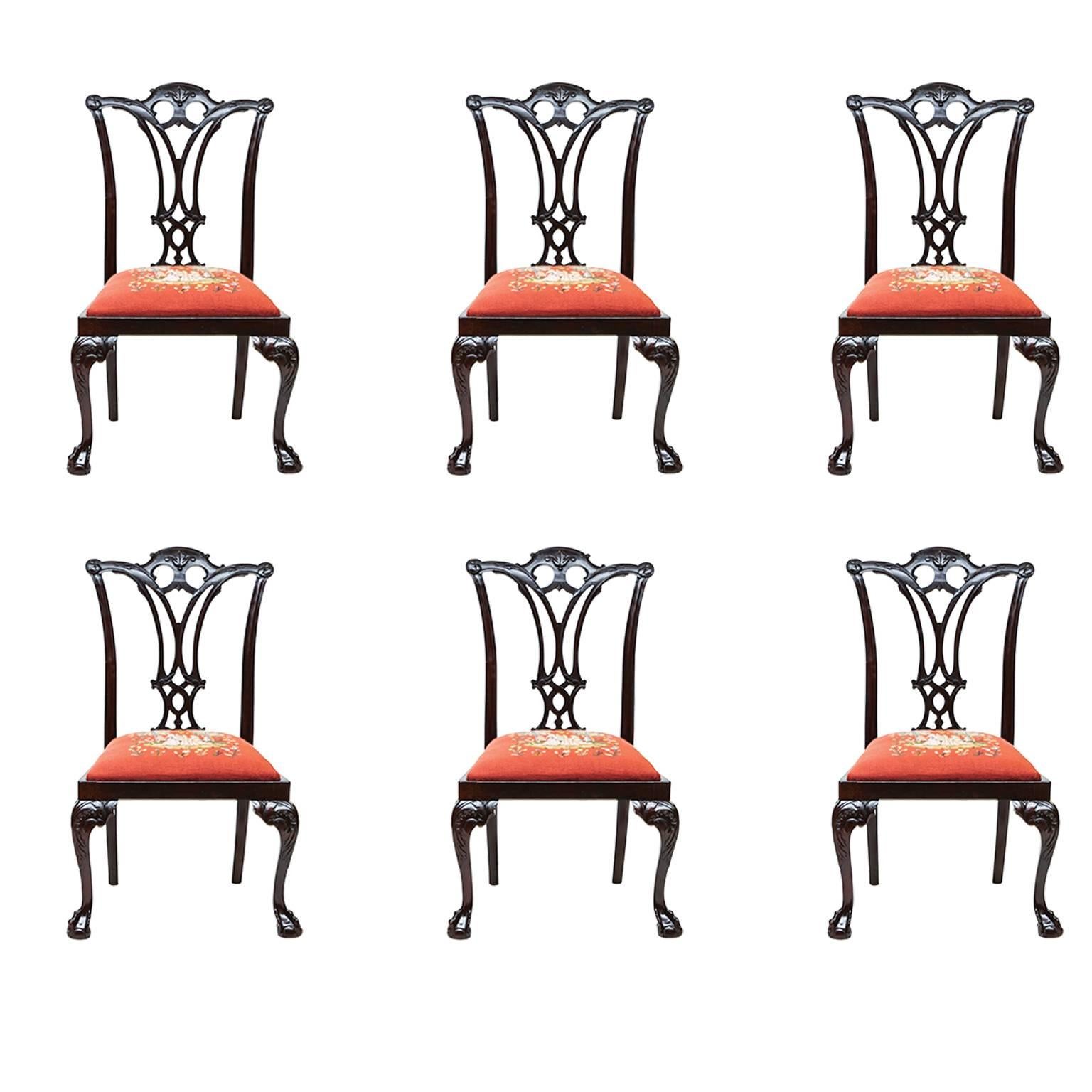 19th Century Chippendale Style Mahogany Side Chairs