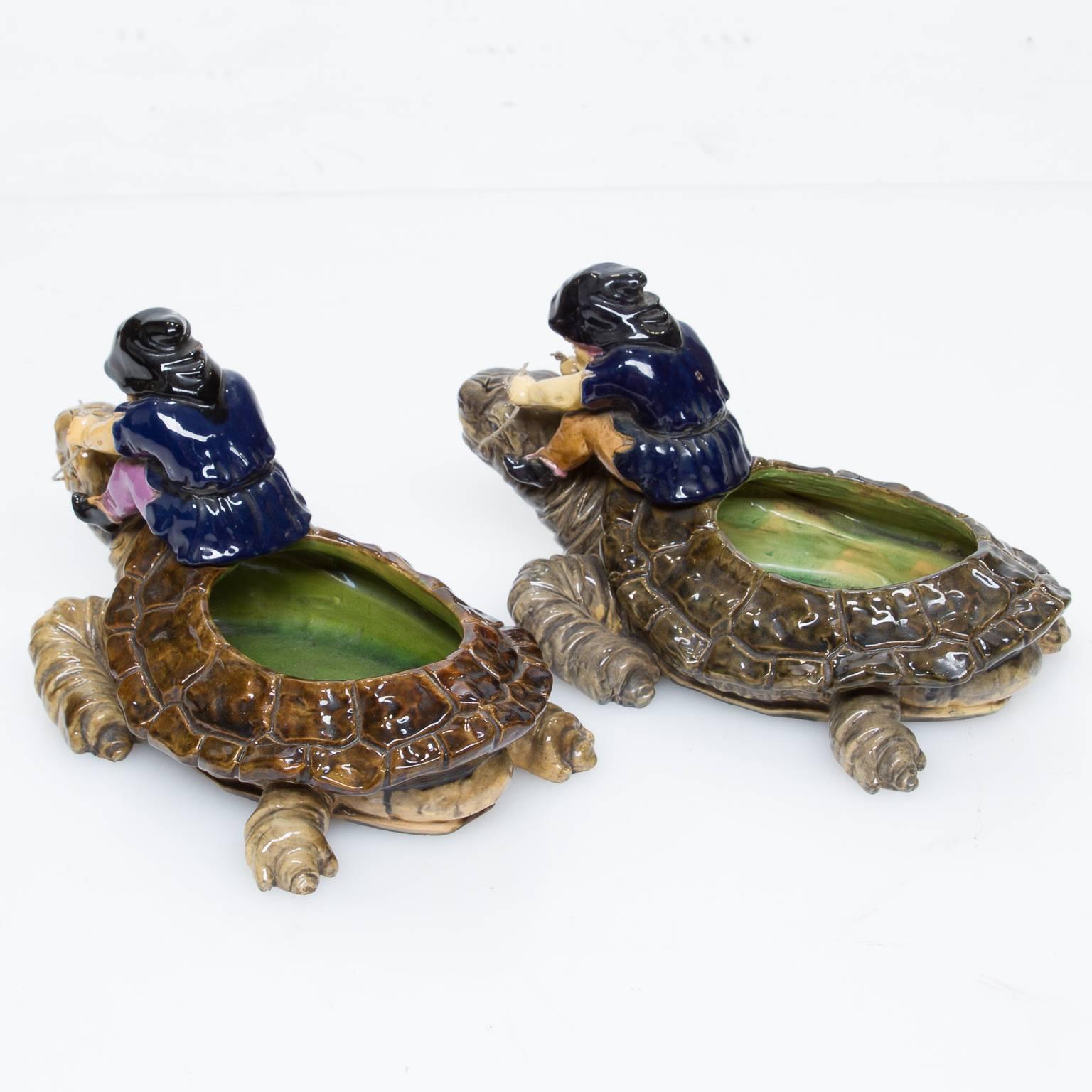 Great Britain (UK) Vintage Majolica Goblin's Riding a Turtle