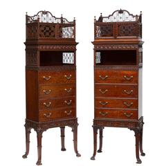 Antique 19th Century Chippendale Mahogany Cabinets with Secretary Fronts