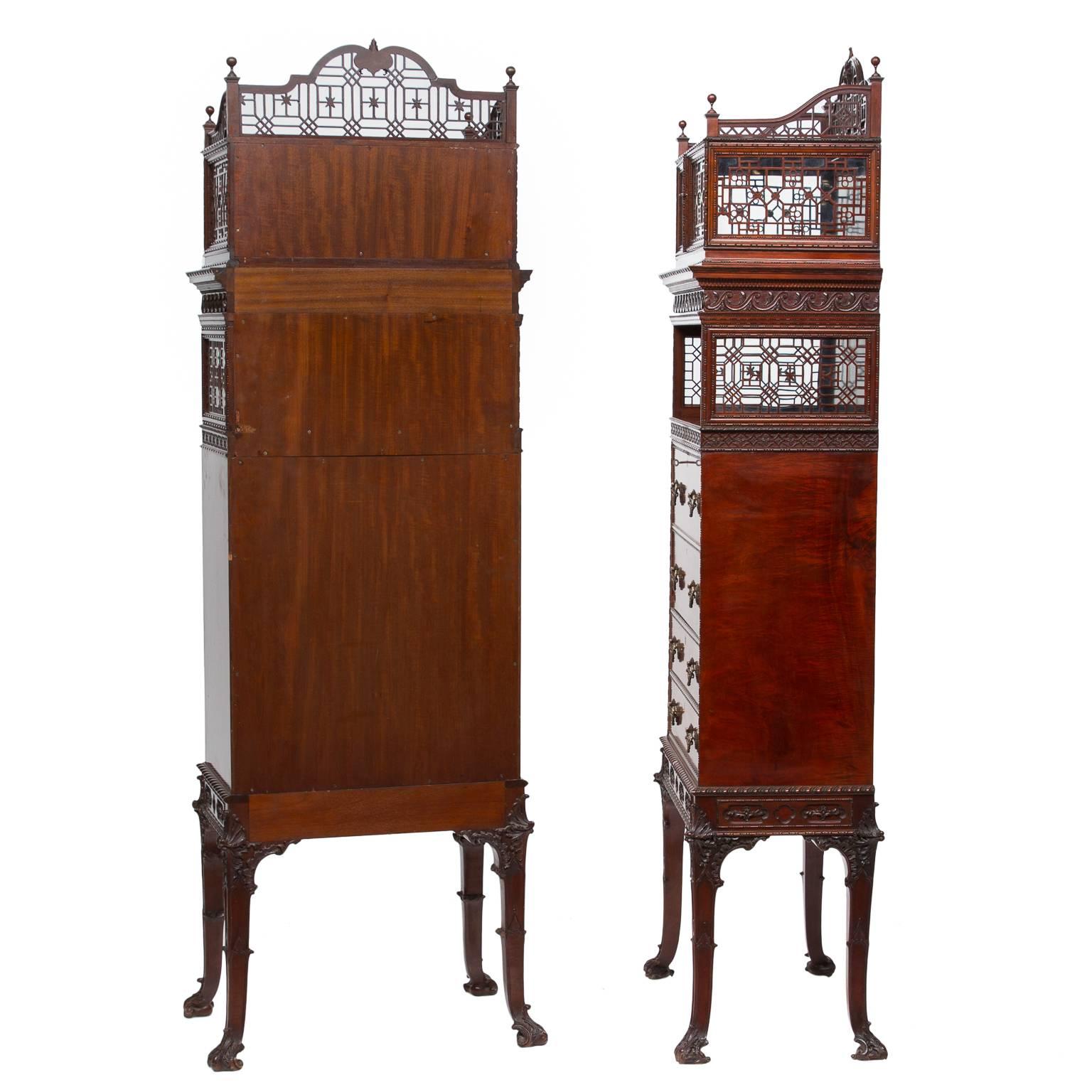 19th Century Chippendale Mahogany Cabinets with Secretary Fronts 1