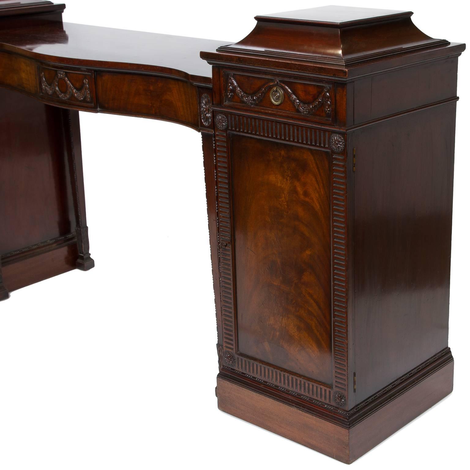 George III 19th Century Adams Style Pedestal or Console Sideboard
