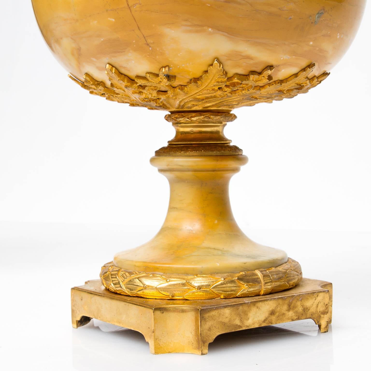 19th Century Louis XVI Marble and Ormolu Large Urns For Sale 1