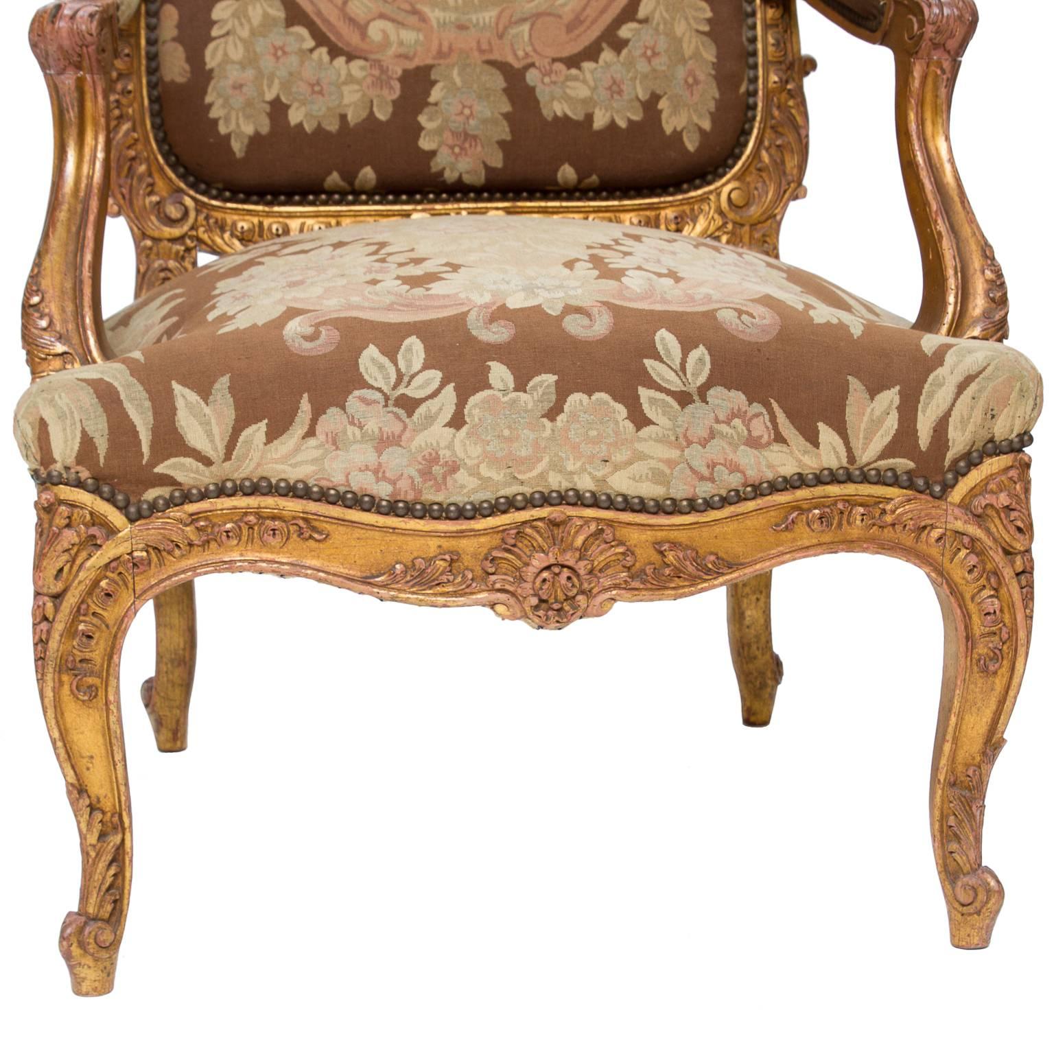 French 19th Century Louis XV Pair of Fauteuils