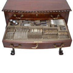 19th Century Chippendale Mahogany Silver Chest, Fitted with Silver