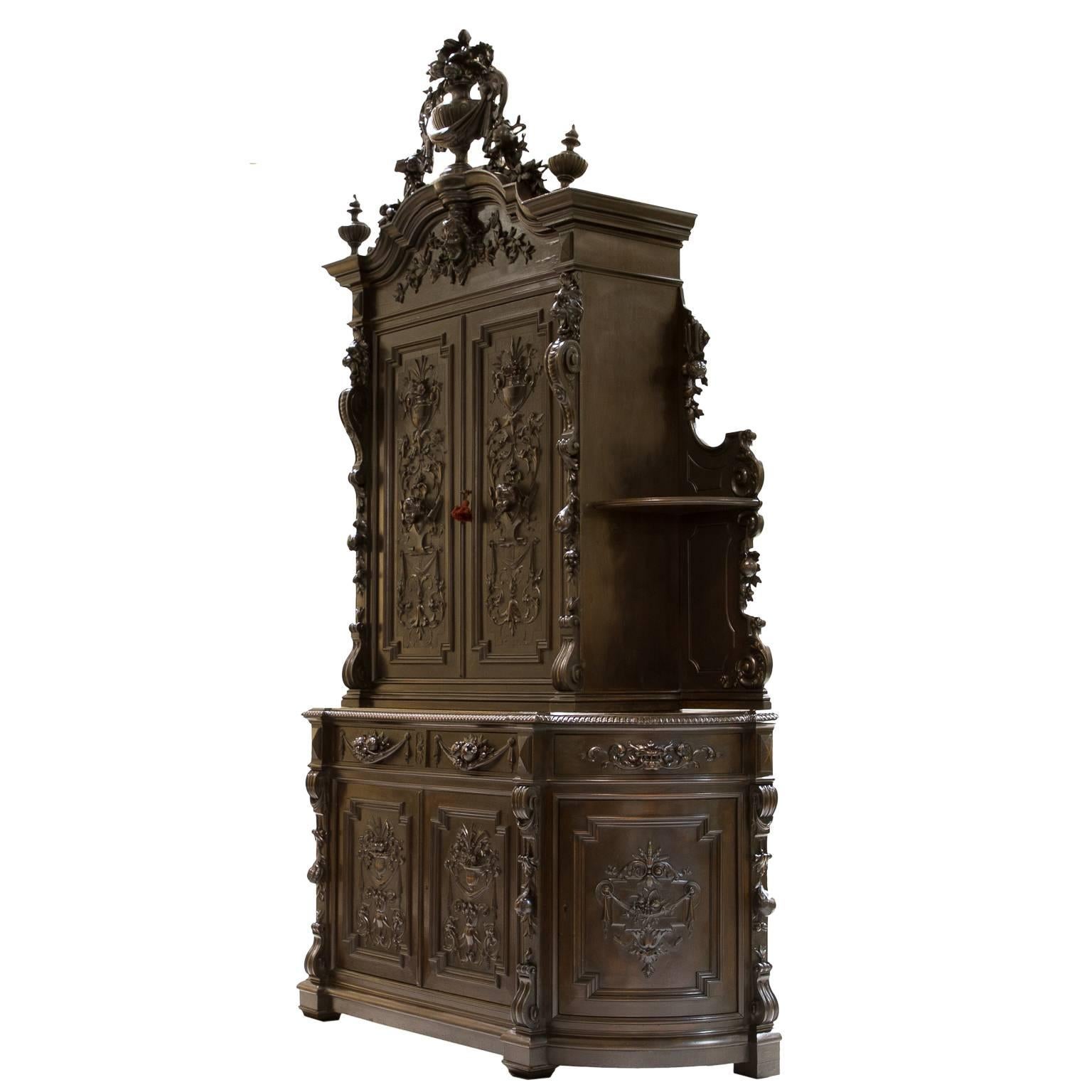 19th Century, French Renaissance Walnut Cabinet For Sale 1