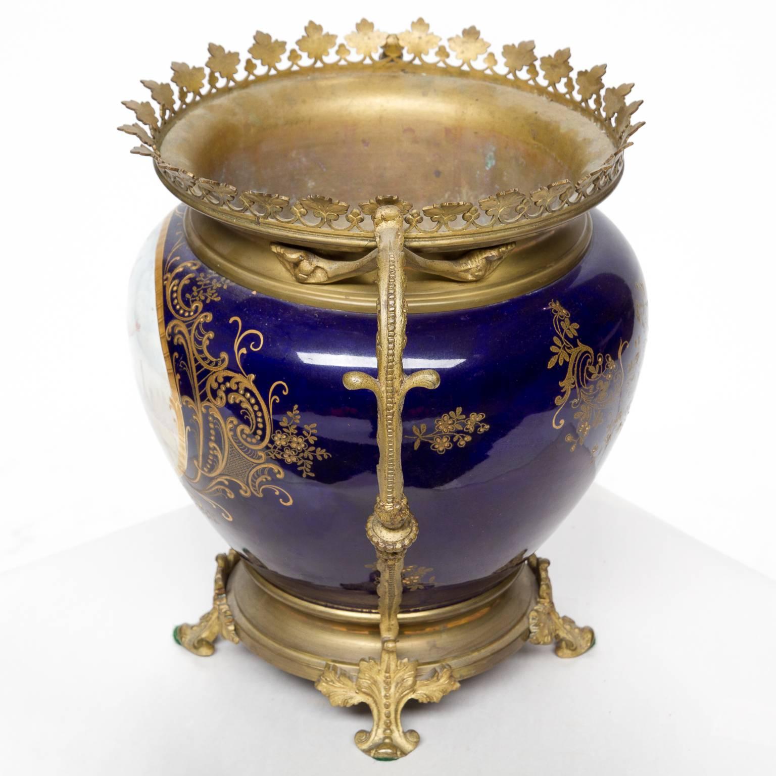 French 19th Century Sèvres Jardinière with Bronze Mounts