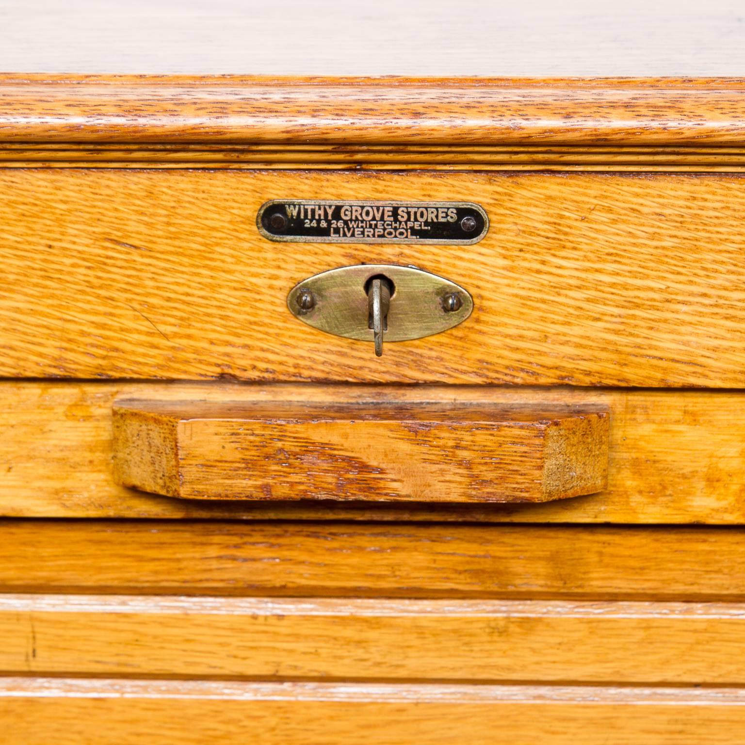 Woodwork Vintage Oak File Cabinet from England