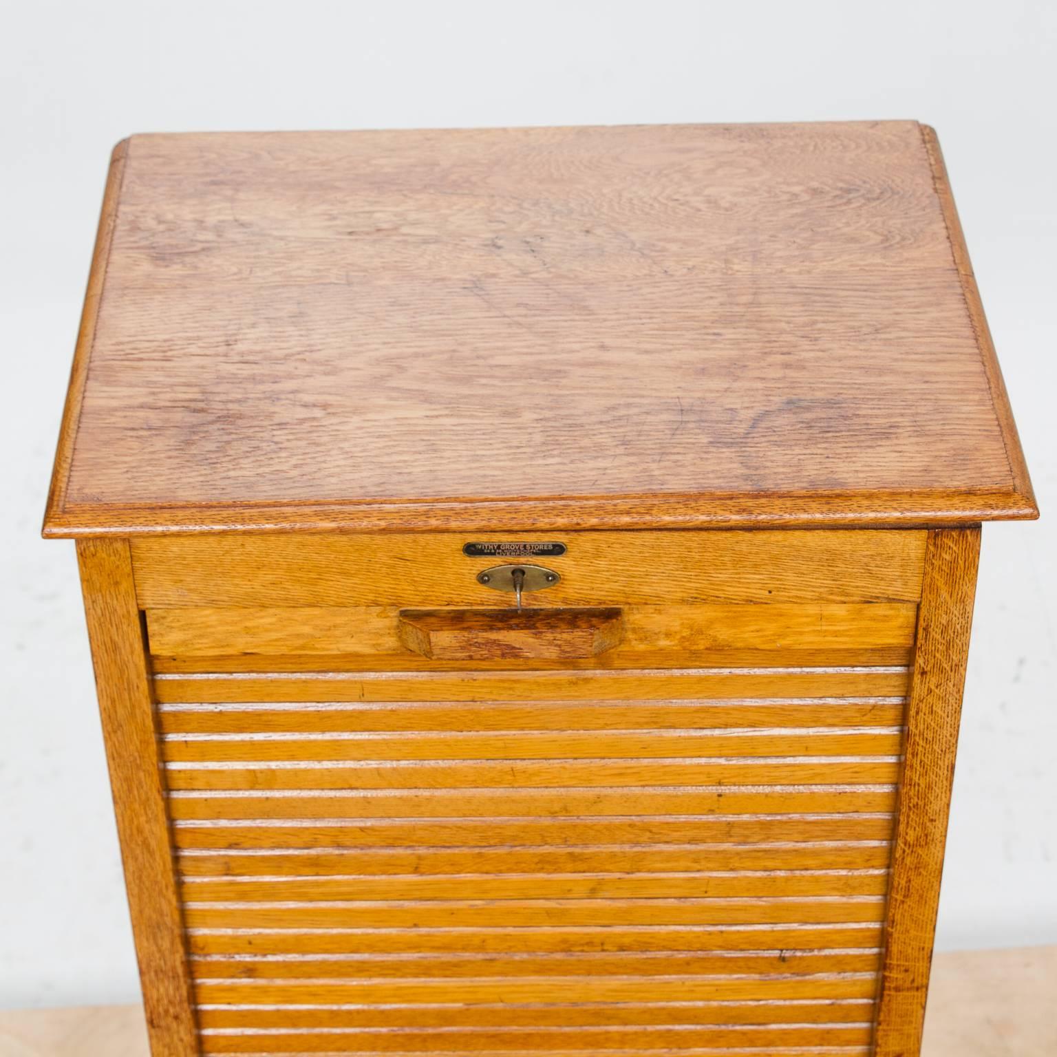 Vintage Oak File Cabinet from England In Excellent Condition In Hixson, TN