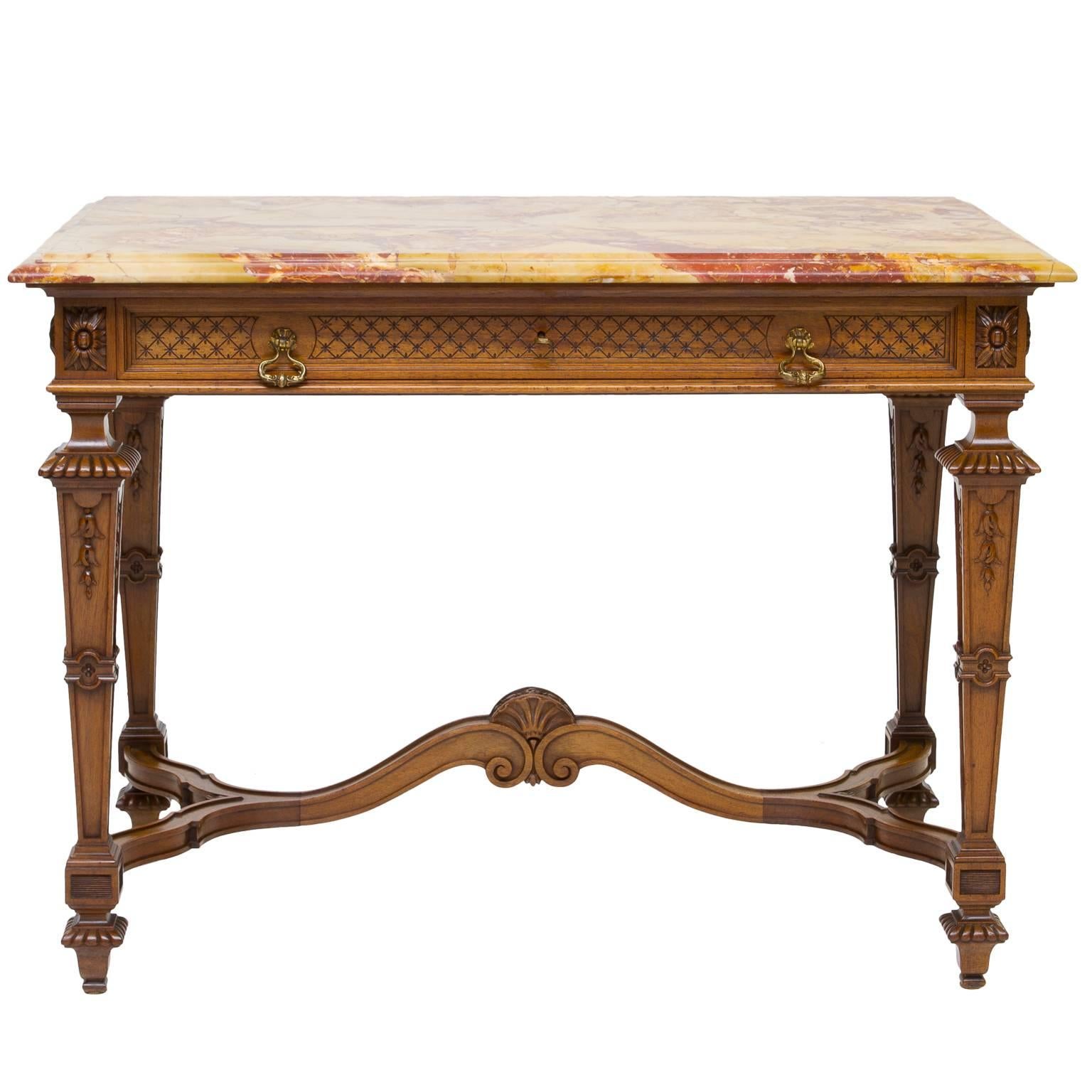 19th Century, French Renaissance Marble-Top Table