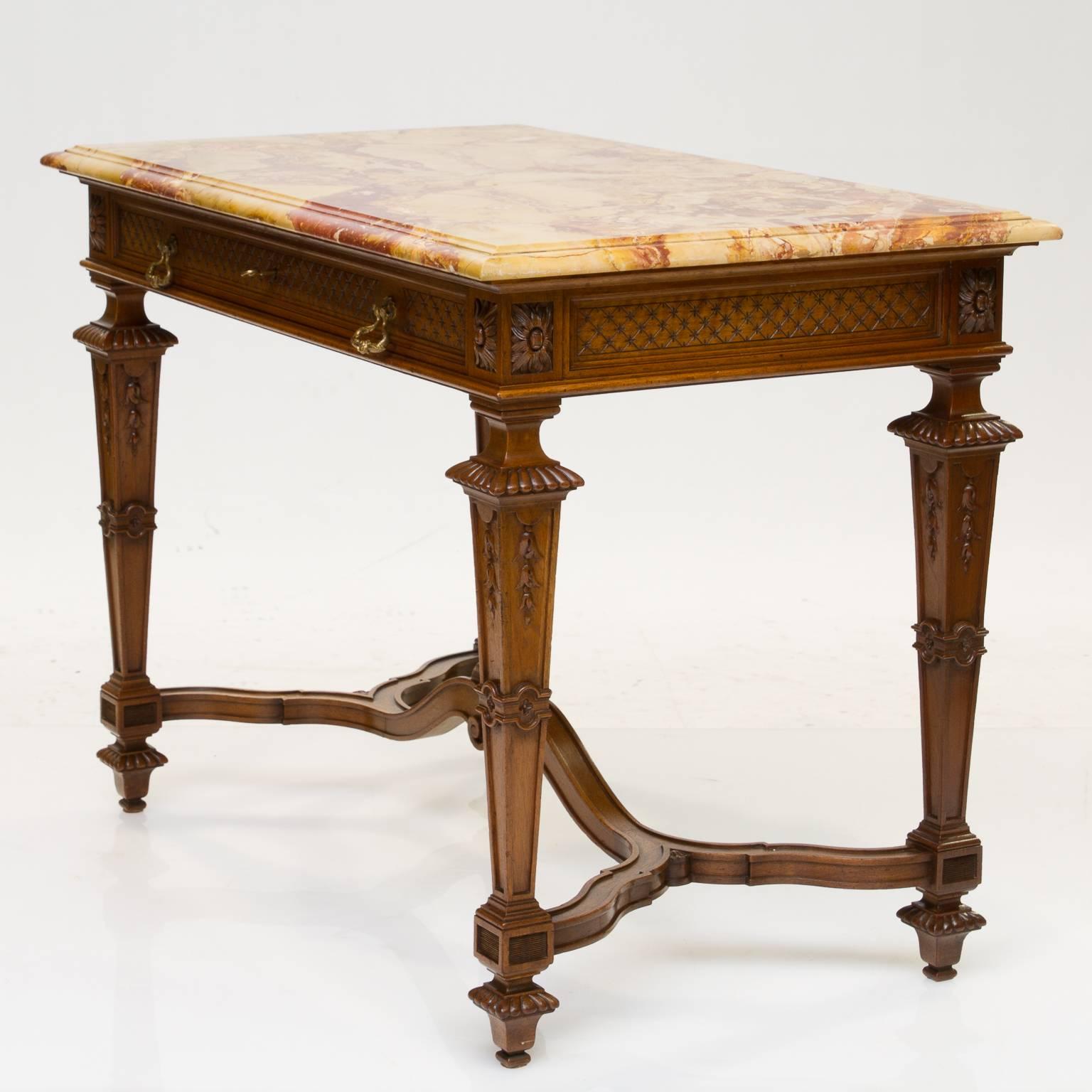 19th Century, French Renaissance Marble-Top Table In Excellent Condition In Hixson, TN
