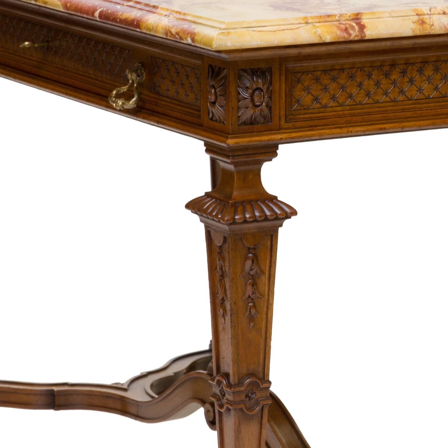 19th Century, French Renaissance Marble-Top Table 1